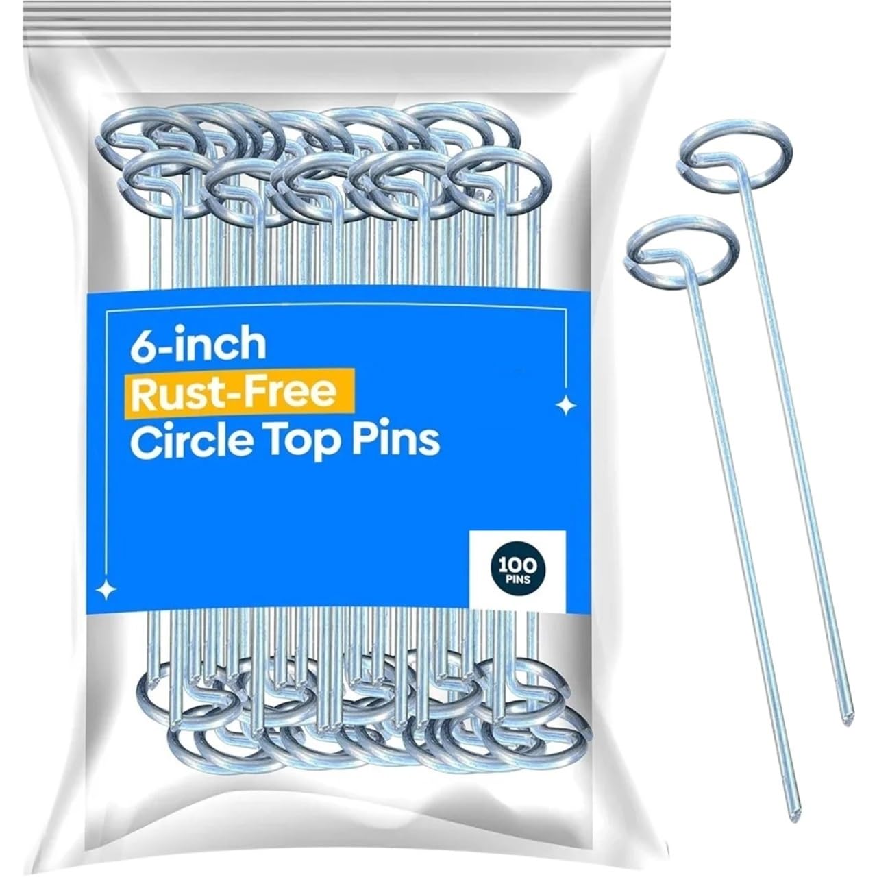 Lot de 100 piquets de 15,2 cm galvanisés pour jardin, tissus, gazon et décorations pour paysage