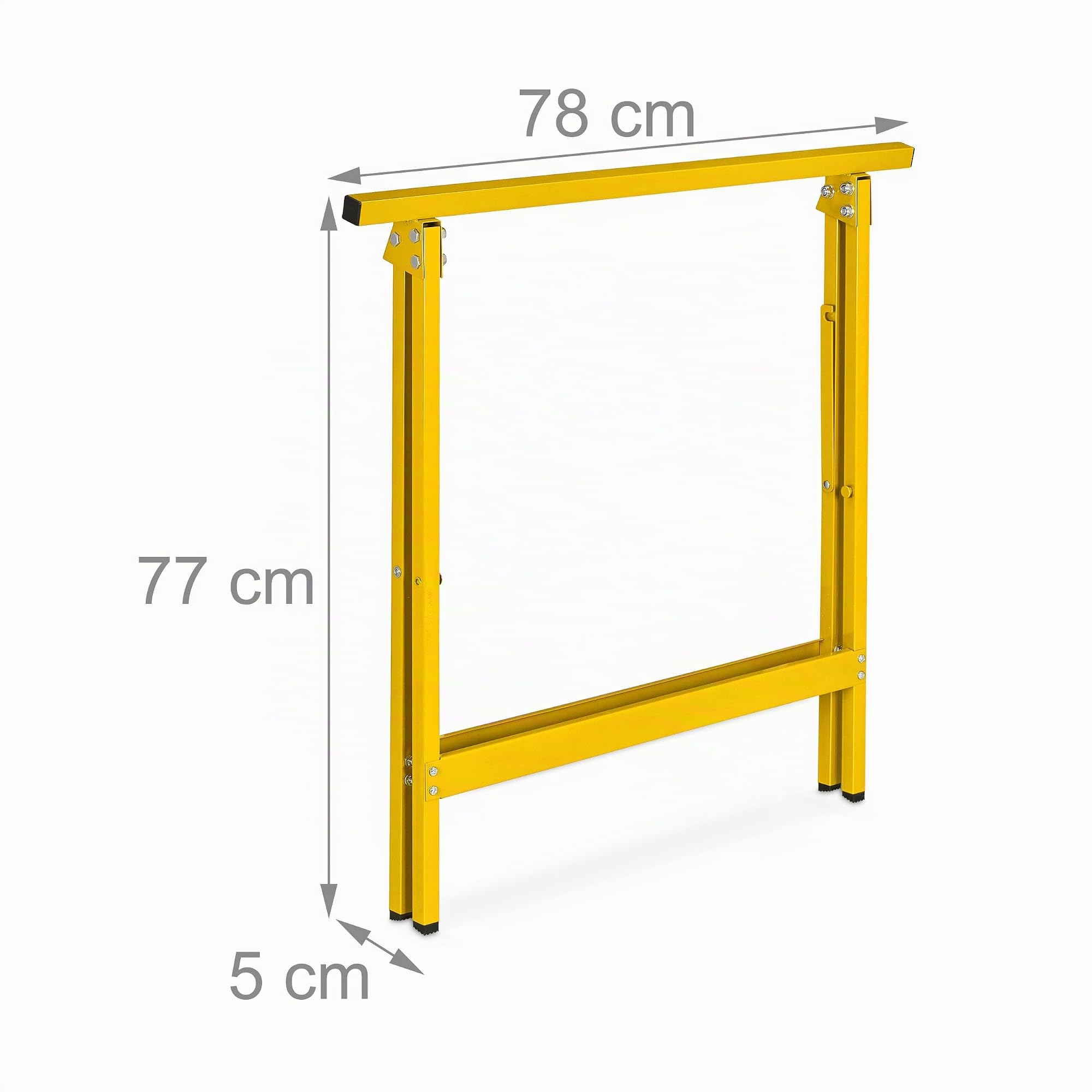 Relaxdays Caballetes de Trabajo Plegables en Set de 2, 100 kg, 74 x 78 x 40 cm, Borriquetas de Taller, Pintor, Amarillo