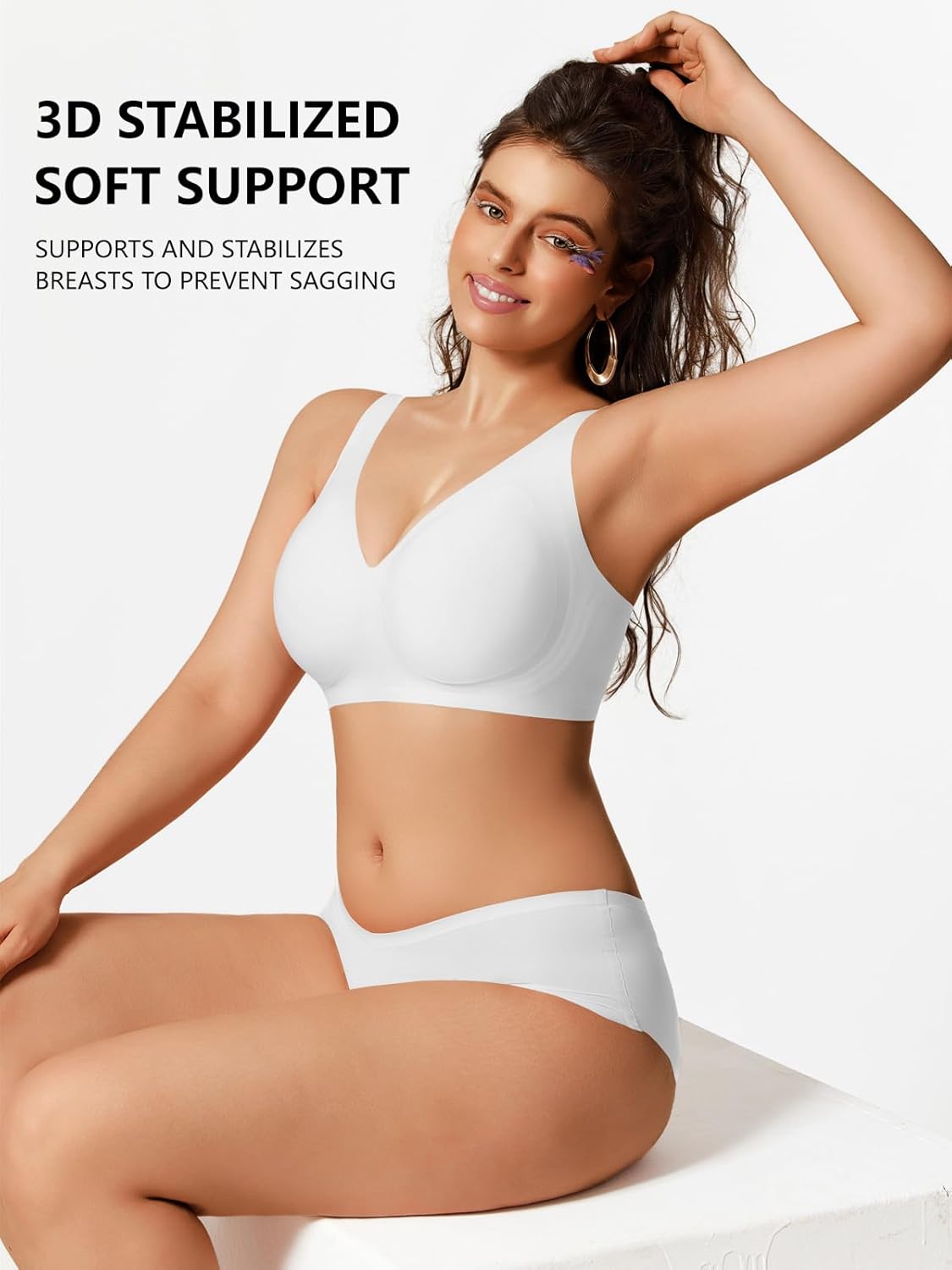 COCOMARTS Jelly Bras for Women No Underwire Seamless Push Up Comfortable Tshirt Everyday Deep V Bra with Support and Lift - Image 3