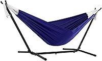 Vista 17 de Vivere - Hamaca doble de algodón con soporte de acero que ahorra espacio, cuerdas de poliéster mejoradas de 450 libras de capacidad - Incluye bolsa