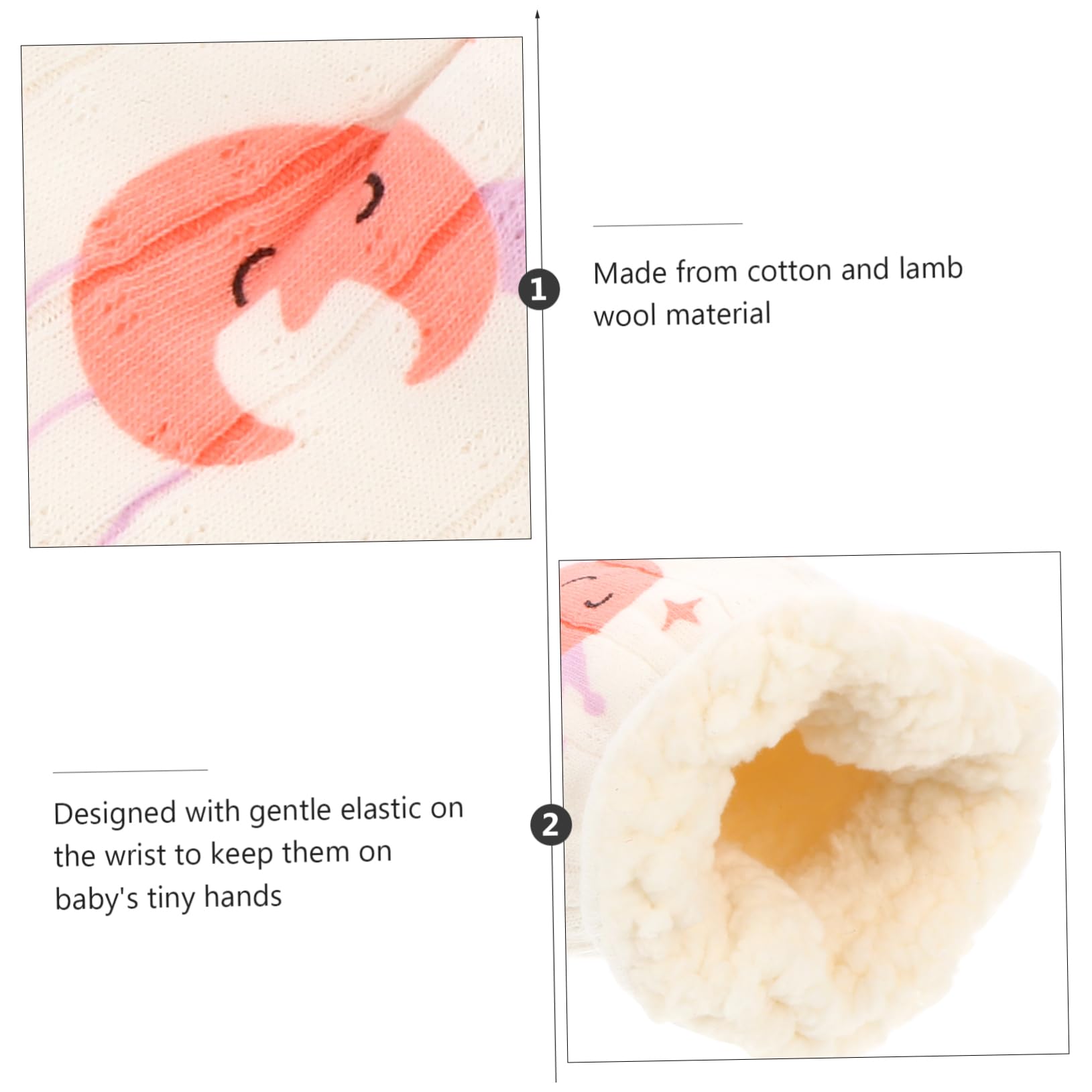 Homoyoyo Infant Mittens 1 Pair Anti-scratch Baby Mittens Soft Cotton Gloves for Newborns No Scratch Design