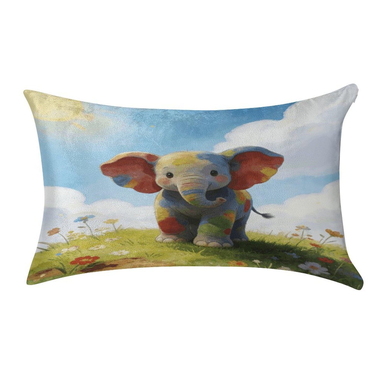 Fodpand Style Colorful Baby Elephant Pillowcase,Elegant Designed Home Decor,Velvet Pillowcase,Soft And Cozy,Pillow Case Cover With Hidden Zipper For Bedroom, Sofa, Couch