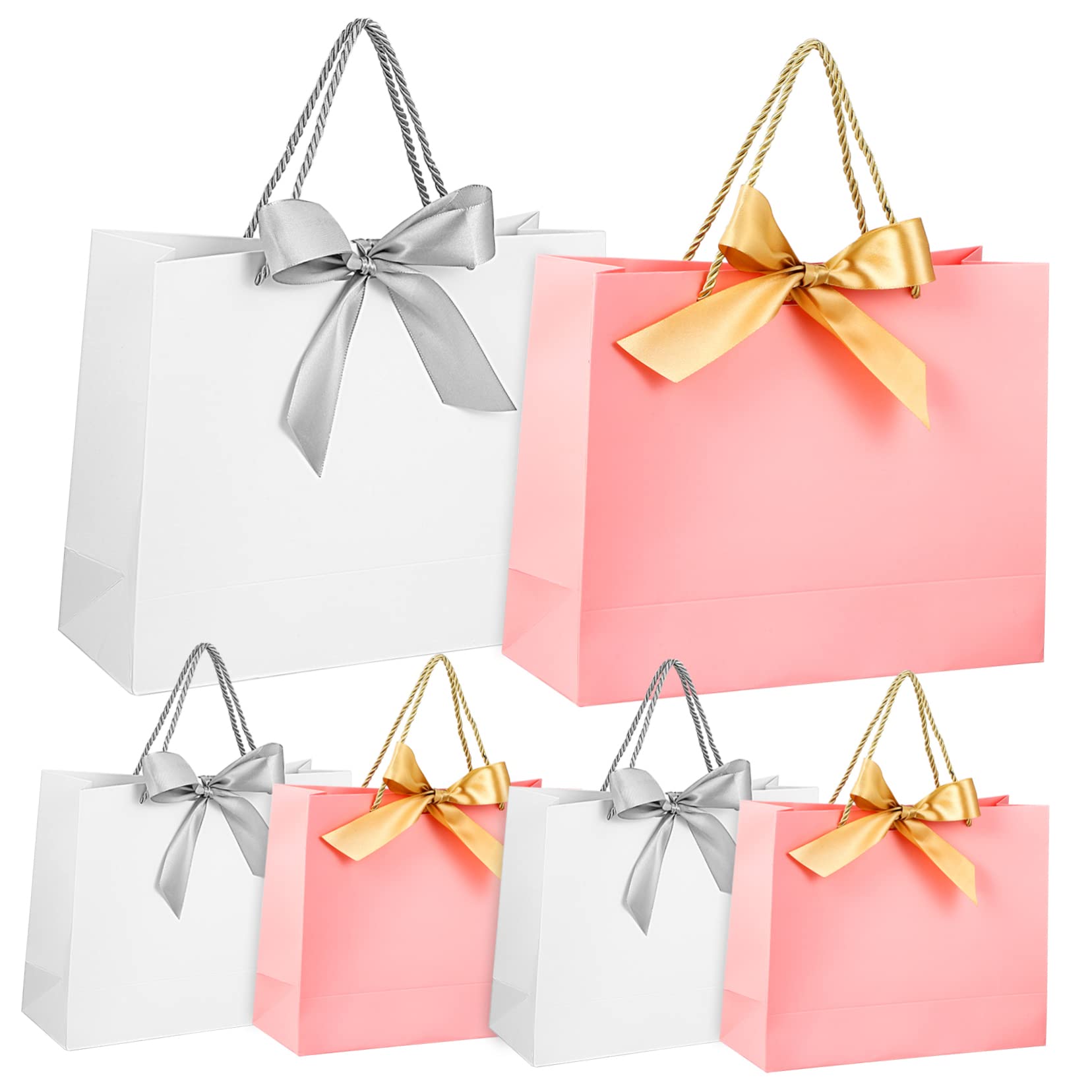 PartyKindom 10stücke Papier Geschenktüten Mit Henkeln Und Schleifen Geschenkverpackungstüten Für Hochzeiten Partys Geburtstage Feiertage Und Feste Kleine Und Große Geschenktüten Für Vielseitig