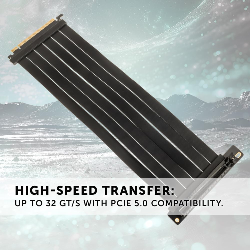 Kolink PCI Express 5.0 x16 auf x16 Riser-Kabel, 90 Grad, schwarz – 30 cm