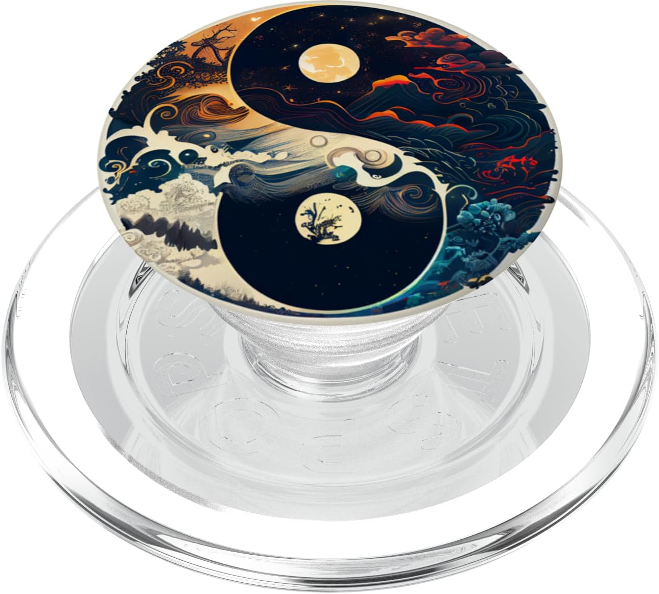 Yin Yang Day & Night Waves Clouds Celestial Sun Moon PopSockets PopWallet for MagSafe