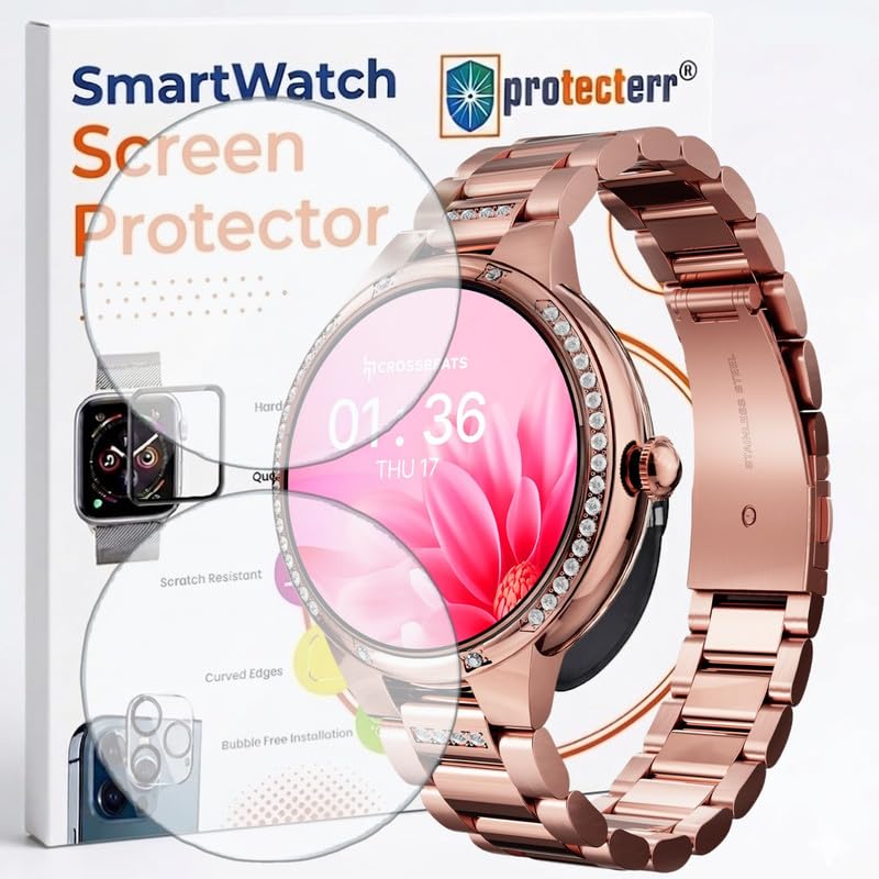 Image of 2-Pack Screen Protector for Cross Beats Diva 1.28 inch Smartwatch - Flexible TPU Screen Guard, HD Clear, Anti Scratch, Bubble Free, Full Coverage Film - Not Tempered Glass