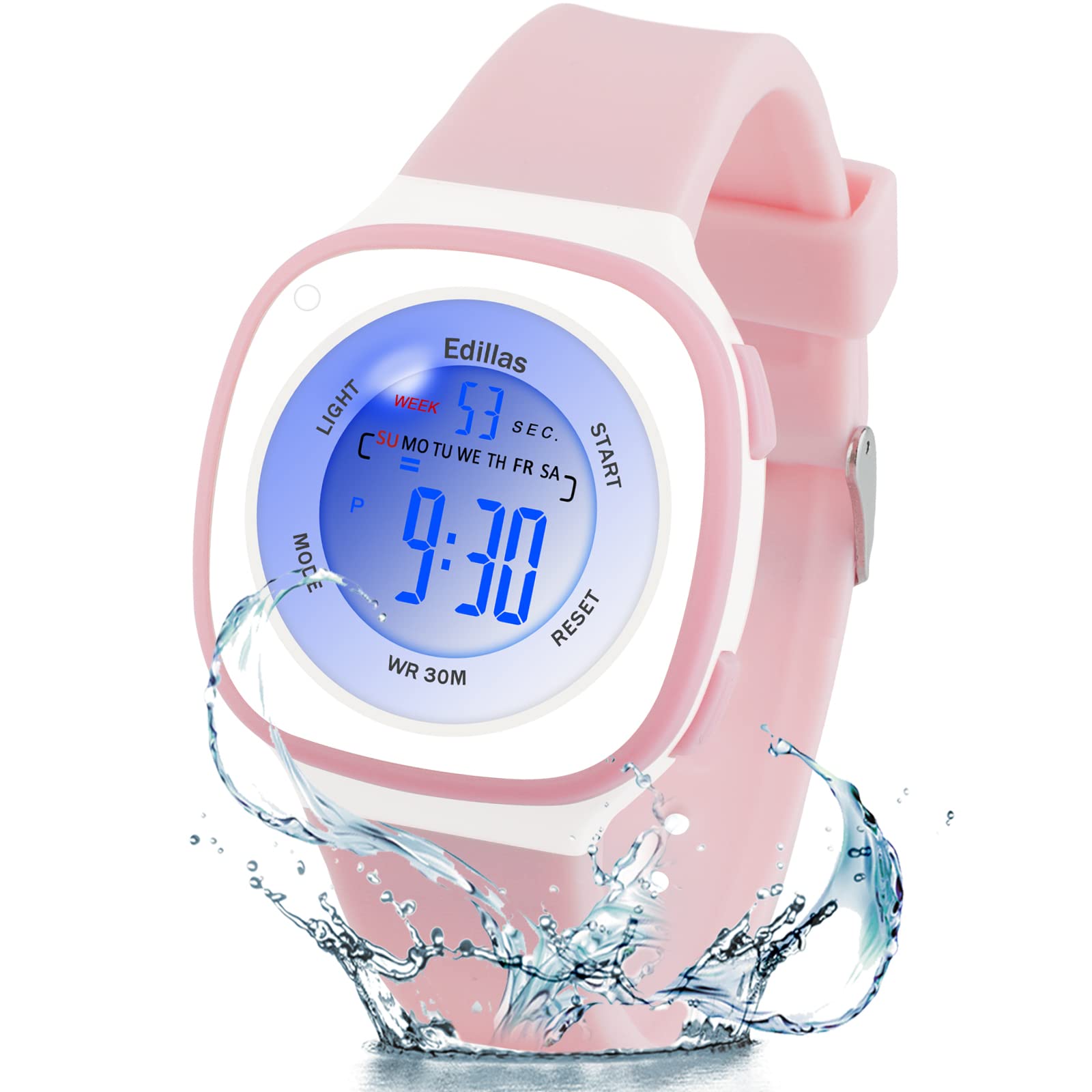 EdillasRelojes Niñas Niños Digitales,7 Colores Reloj Infantil Pulsera LED Deportes Impermeables Multifuncionales para Exteriores con Cronómetro/Alarma
