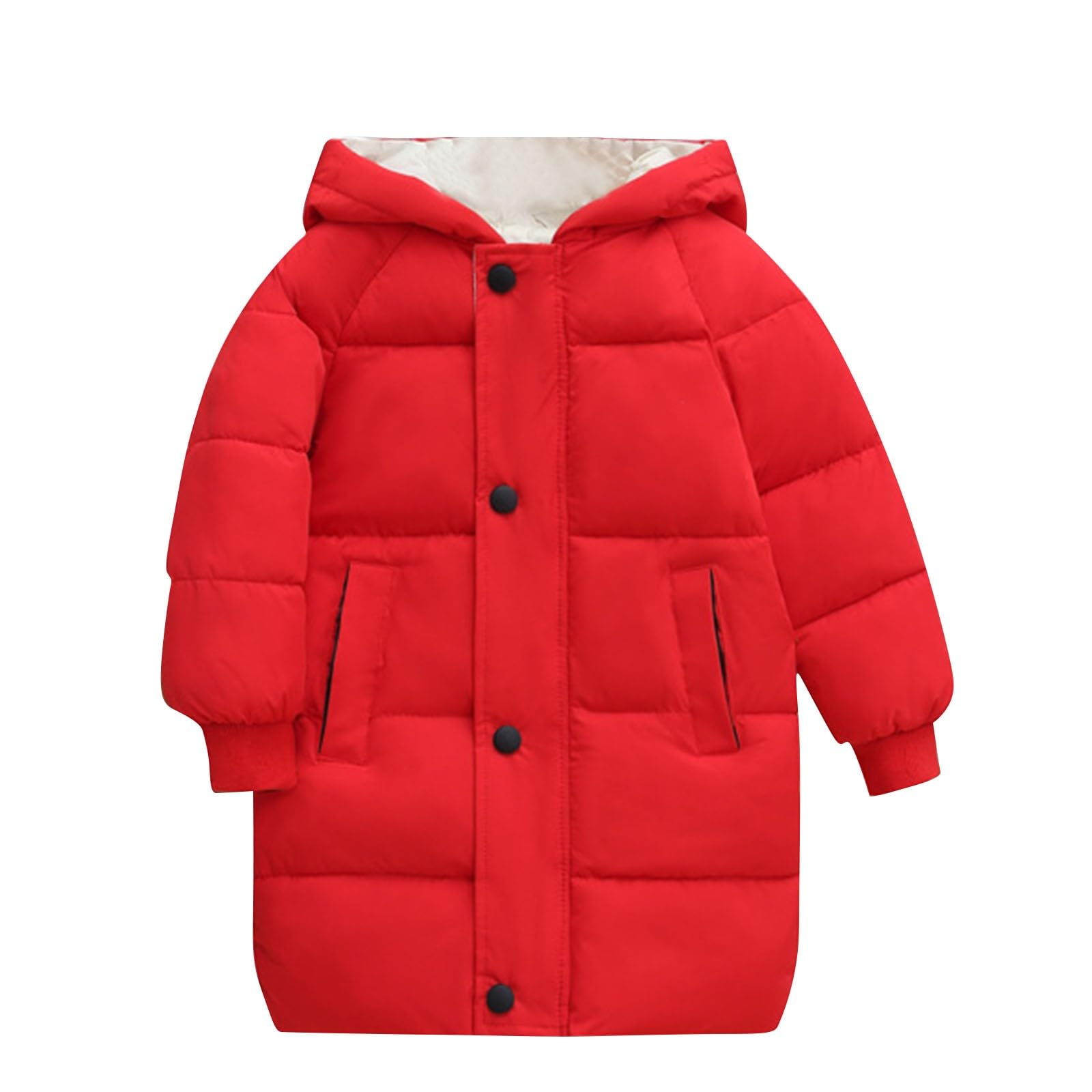 XINYUNZU Kinder Wintermantel Daunenmantel Warm Puffer Mantel mit Kapuze Einfarbig Daunenjacke Lang Winterjacke Outdoor Mäntel für Mädchen und Jungen 3-9 Jahre Alt