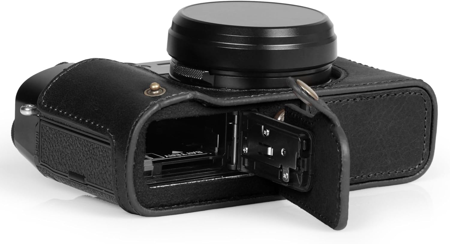 MegaGear Ever Ready Genuine Leather Half Camera Case Compatible with Fujifilm X100VI - Black - Image 4
