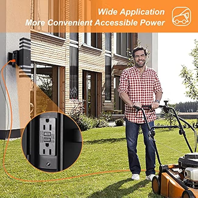 Dusk to Dawn Outdoor Light with Outlet 2 Pack, Porch Lights with GFCI Outlet, IP65 Waterproof Anti-Rust Exterior Light Fixture for House Porch Front Door