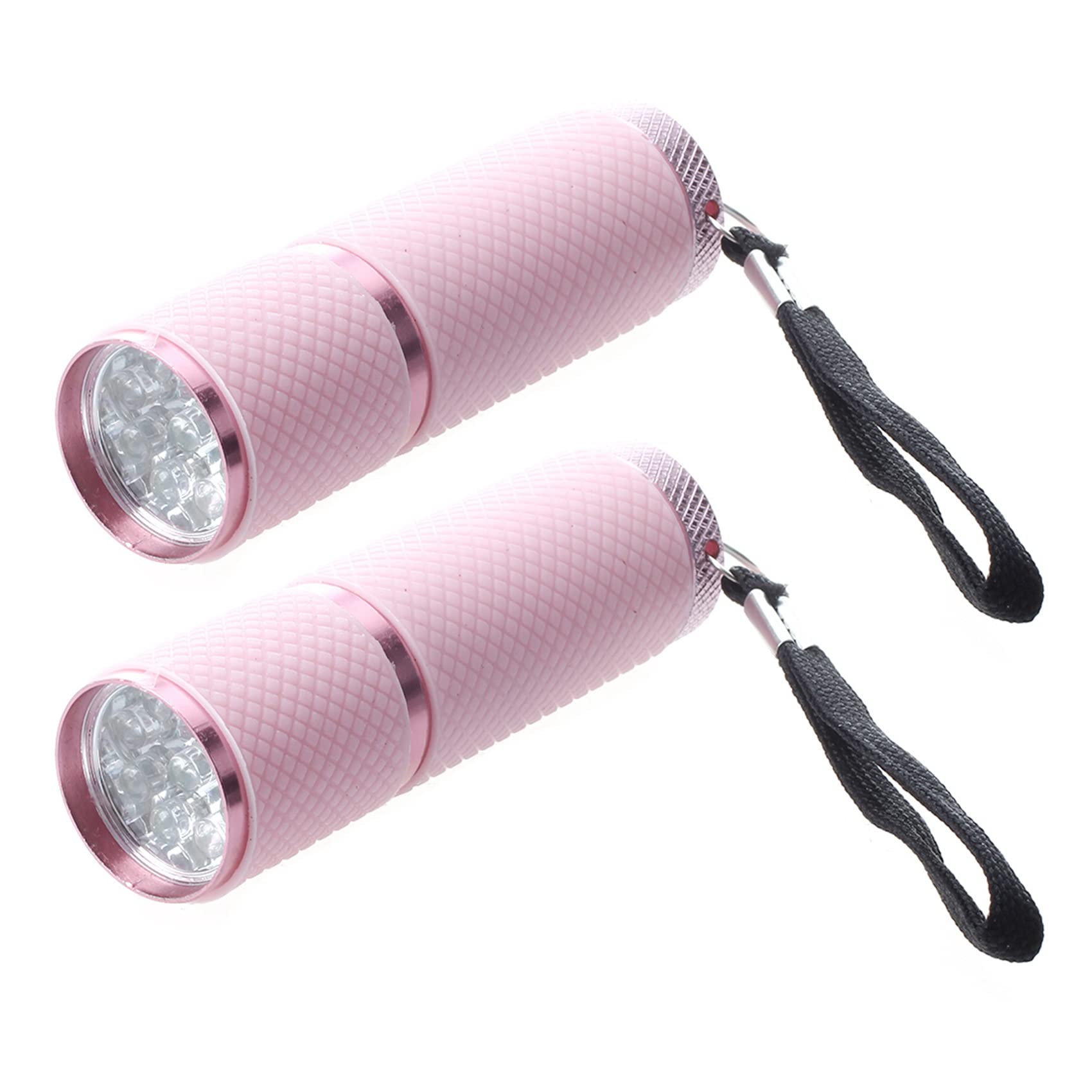 Iegefirm 2X Outdoor Mini Pink Rubber Coated 9-LED Flashlight Torch
