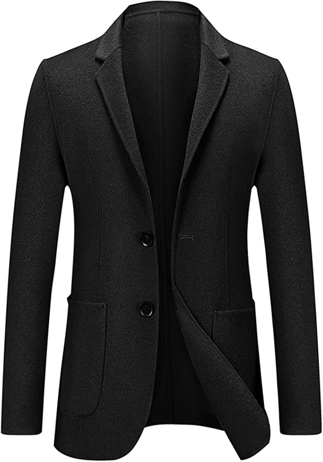 Men's Casual Wool Blend Sport Coat Vintage Slim Fit 2 Button Suit Jackets Lightweight Solid Blazer Overcoats (Black,3X-Large)