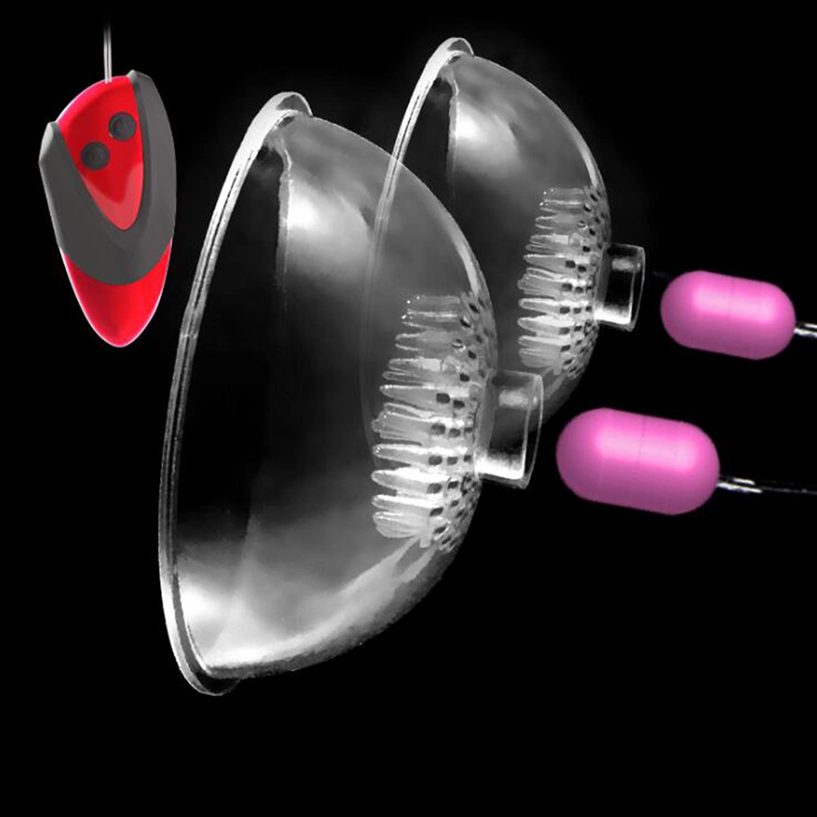 Control Remoto 2 Piezas Vibrador Nipple Sucker Silicona Masajeador de Senos Succionadores de Pezones Estimulador de Clítoris Paliza Juguetes Sexuales Agrandar para Mujeres