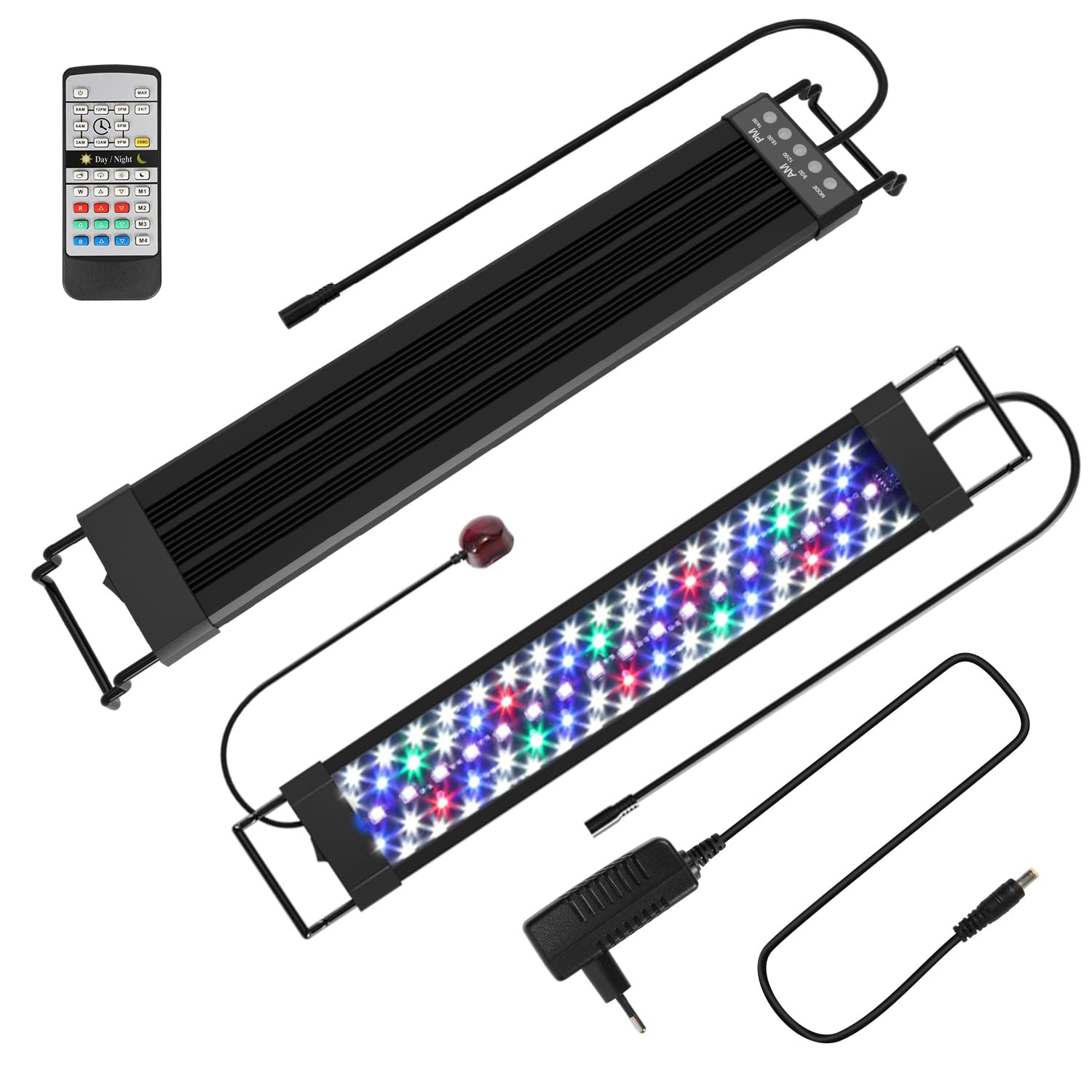 Izrielar 18W iluminación LED para acuarios, 5 modos, 24/7 modo lámpara para acuarios, regulable, 10 niveles de atenuación, para acuarios de agua dulce de 55-80cm, múltiples modos climáticos