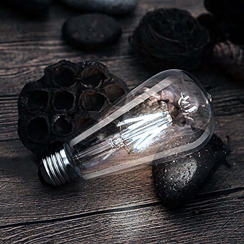 WEDNA 6 W E27 Edison LED Light Bulb, Vintage ST64 Antique LED Filament Lamp Replaces 60 W (6000 K Cool White, Not Dimmable) - Image 2