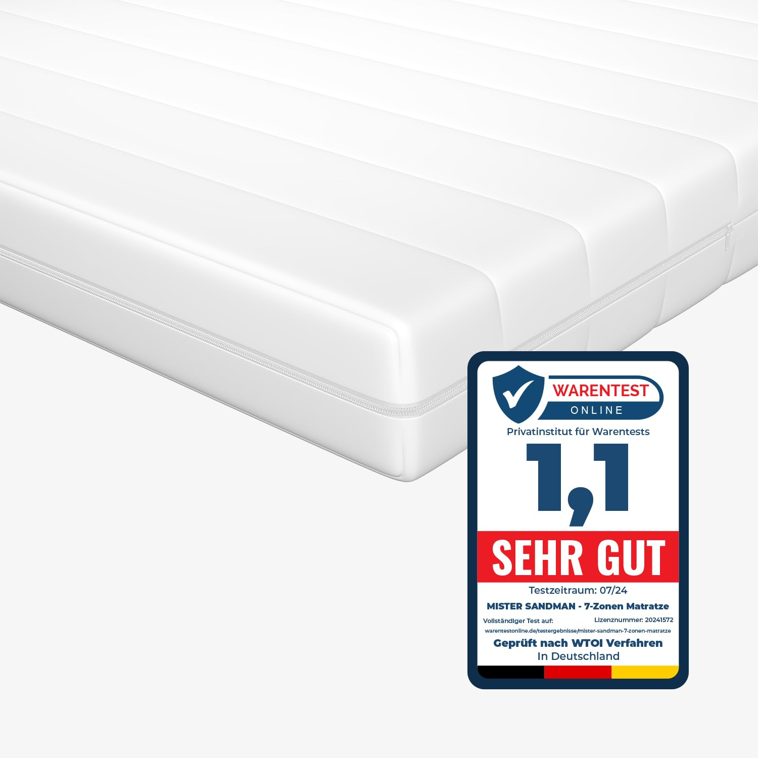 Mister Sandman Matratze Härtegrad H2 & H3 Mittelfest Komfortable Kaltschaummatratze Öeko-Tex Zertifiziert/Orthopädische 7 Zonen Bett Matratze Höhe 15 cm Rollmatratze (140x190)