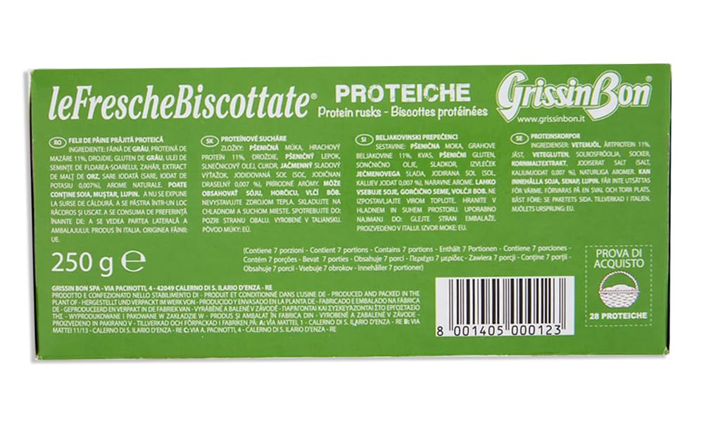 4X GrissinBon Le Fresche Biscottate Proteiche Fette Biscottate con Proteine in Porzioni Salva Freschezza 250g