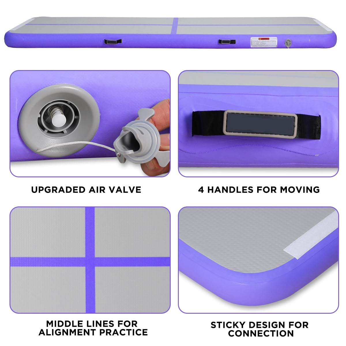 KIKILIVE Inflatable Gymnastics Air Tumbling Track Mat 10ft 13ft 16ft