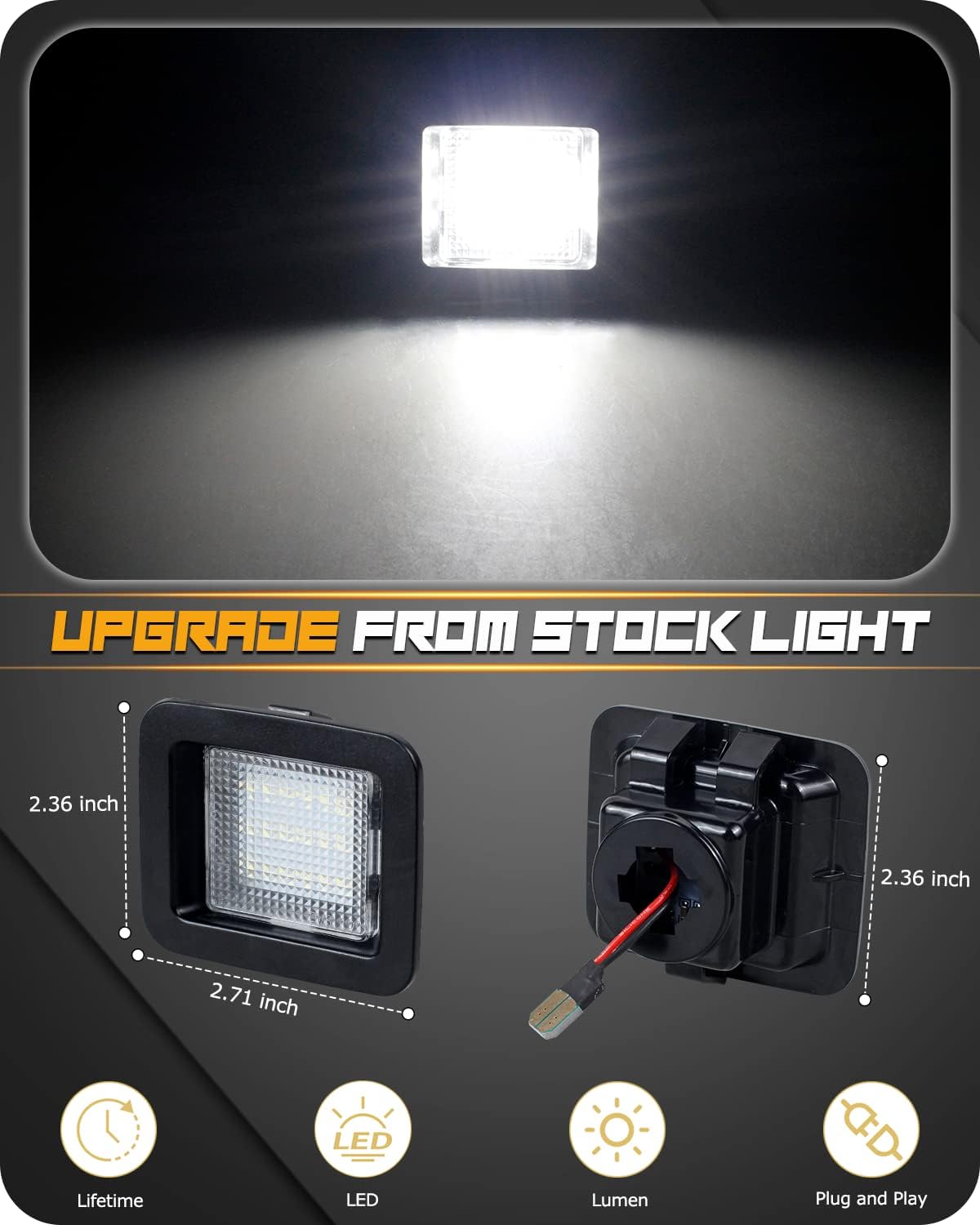 NDRUSH LED License Plate Lights Tag Lamp Assembly with Socket Compatible with Ford F150 2015 2016 2017 2018 2019 2020