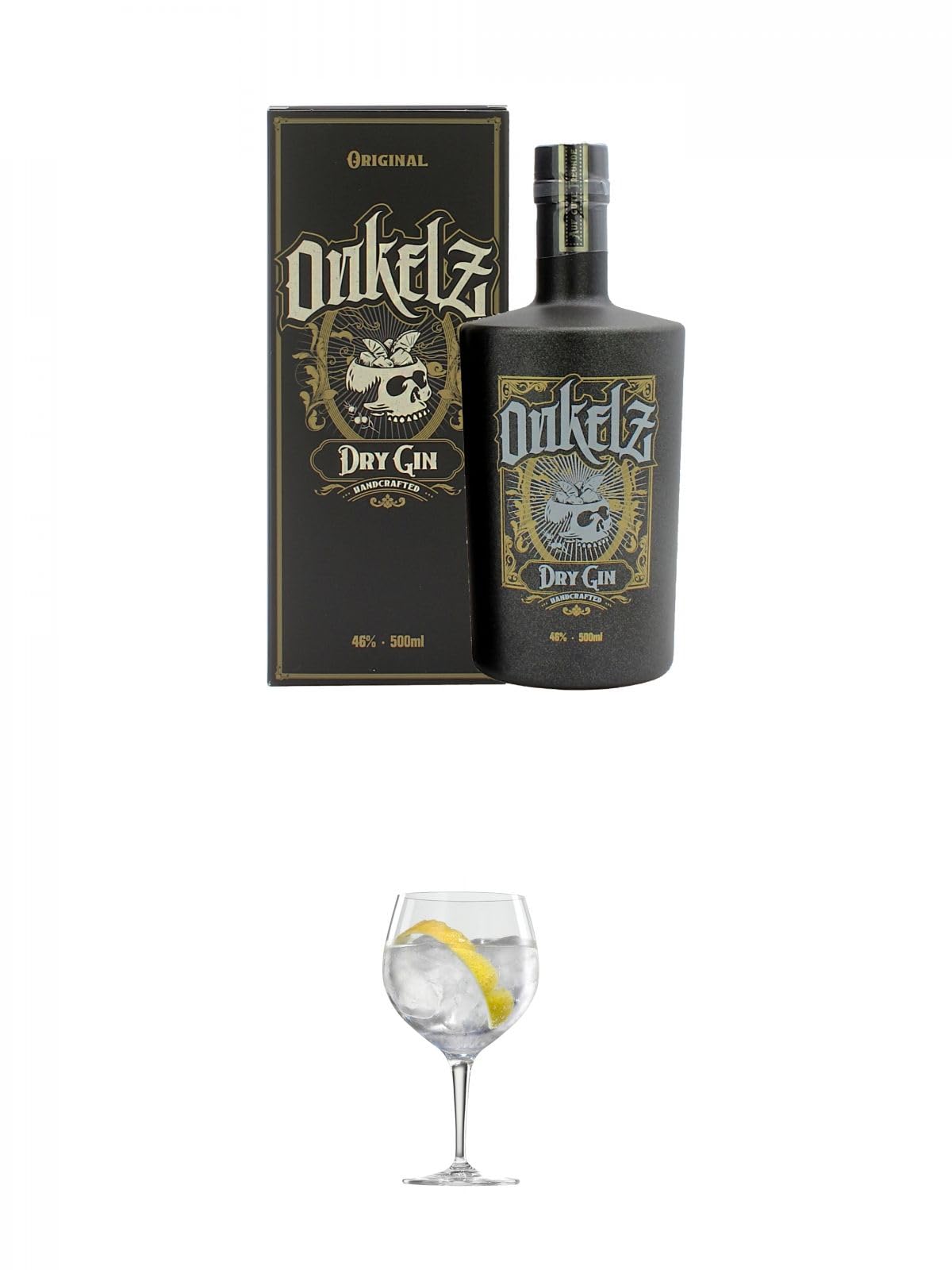 Böhse Onkelz Dry Gin in GP 0,5 Liter + Ballon Bistro Cubata GIN Glas 1 Stück
