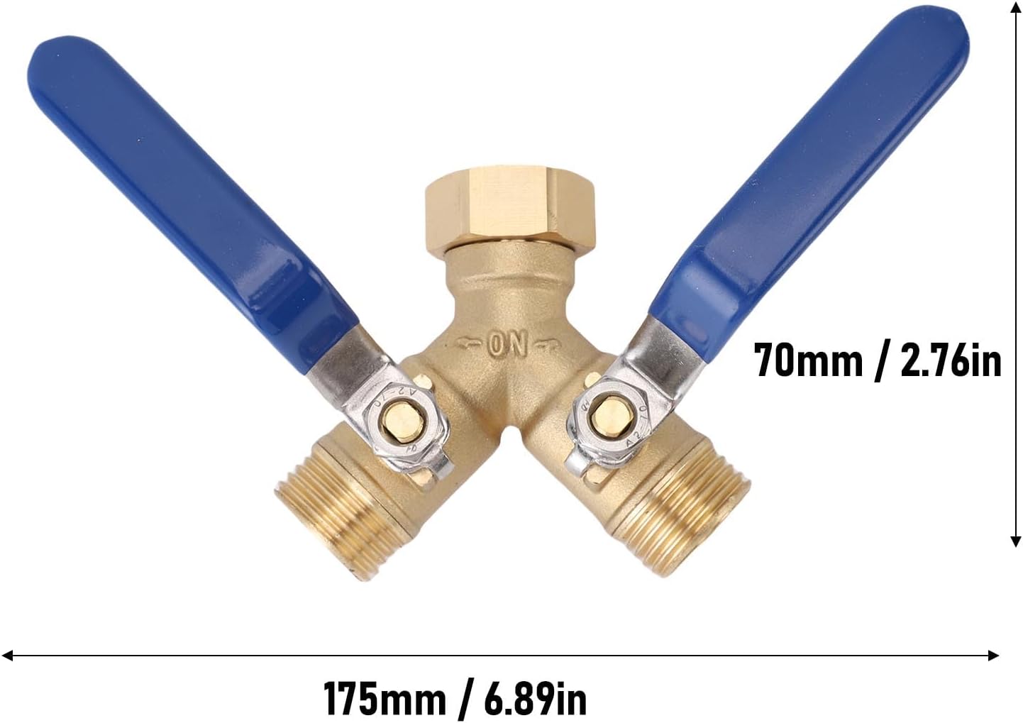 Yosoo Health Gear Brass Garden Hose Diverter Heavy Duty 2 Way Hose Splitter with Large Ergonomic Handle, Dual Valve System for Easy Water Control, Fits Standard Faucets and Hoses 3/4 Inch