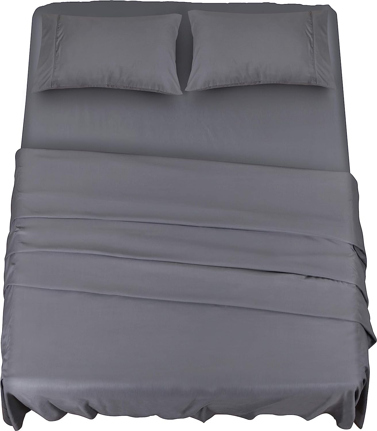 Utopia Bedding - Set Lenzuola Matrimoniali 4 Pezzi 160x200 cm - Set Lenzuola Letto, Spazzolata Poliestre di Microfibra - Lenzuolo con Angoli, Lenzuolo Piatto e 2 Federe 50x75, Grigio