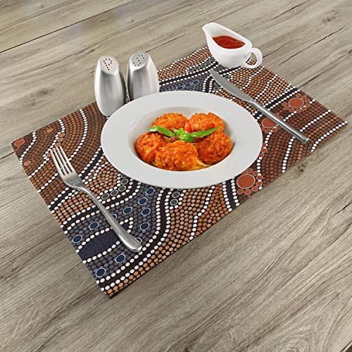 Lunarable SER_32486 Art Place Mats Set Of 4, Aboriginal Culture Inspired Abstract Nature Scene Native Australian Illustration thumb #1