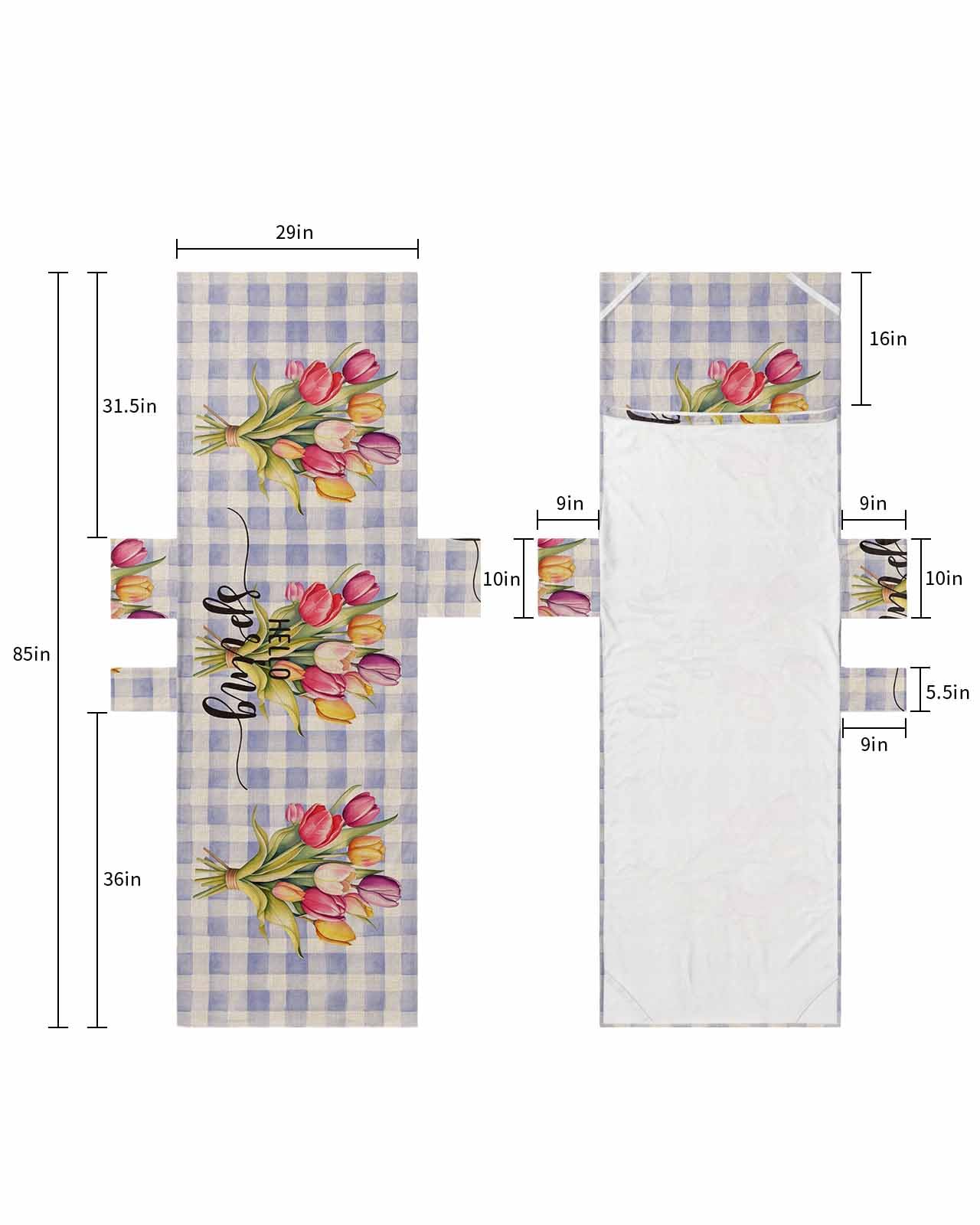 Purple Plaid Spring Floral Beach Lounge Chair Towel Cover, Soft Chaise Lounge Towel with Side Pockets Patio Pool Chairs Cover for Beach/Pool Sunbathing 29x85 Summer Botanical Tulip