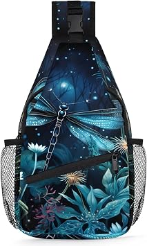 Vintage Dragonfly Retro Sling Bag for Women Men, Waterproof Crossbody Sling Backpack Sports Travel Outdoor Chest Bag