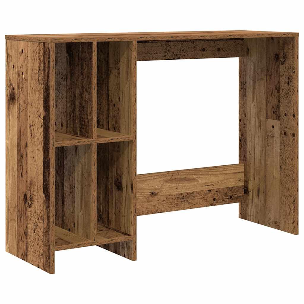 Tavolo per PC con scomparti, scrivania per computer, 102,5 x 35 x 75 cm, in legno anticato, con scomparti aperti per forniture da ufficio, superficie facile da pulire, ideale per piccoli