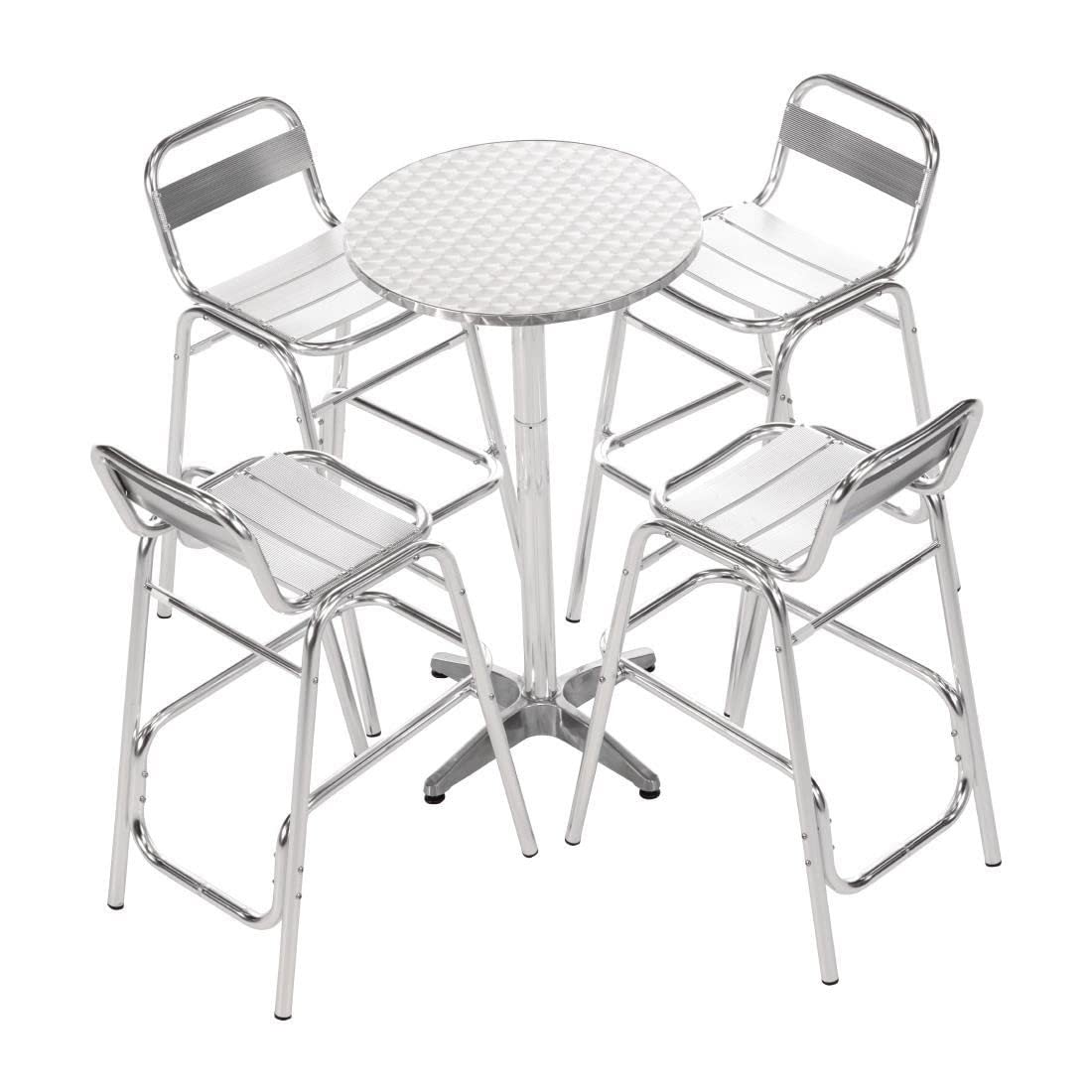 Bolero - Mange-debout, table haute de bar ronde Bolero 60 cm en acier inoxydable bonne résistance aux intempéries, table de bistrot, terrasse, mobilier de jardin pour intérieur et extérieur U502
