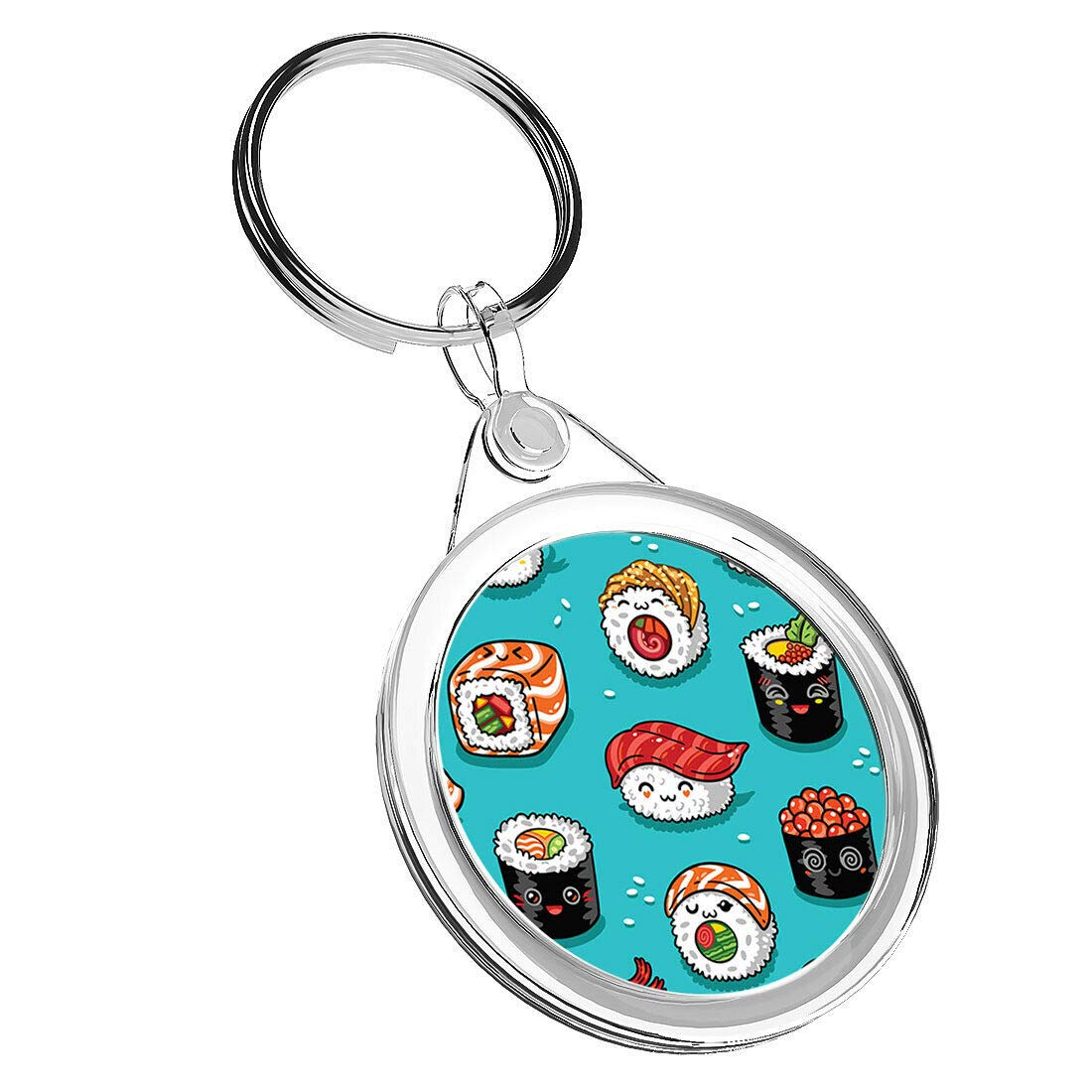 Destination Vinyl Keyrings 1 x Japanese Sushi Rolls Seafood - Keyring IR02 Dad Kids Birthday #14475