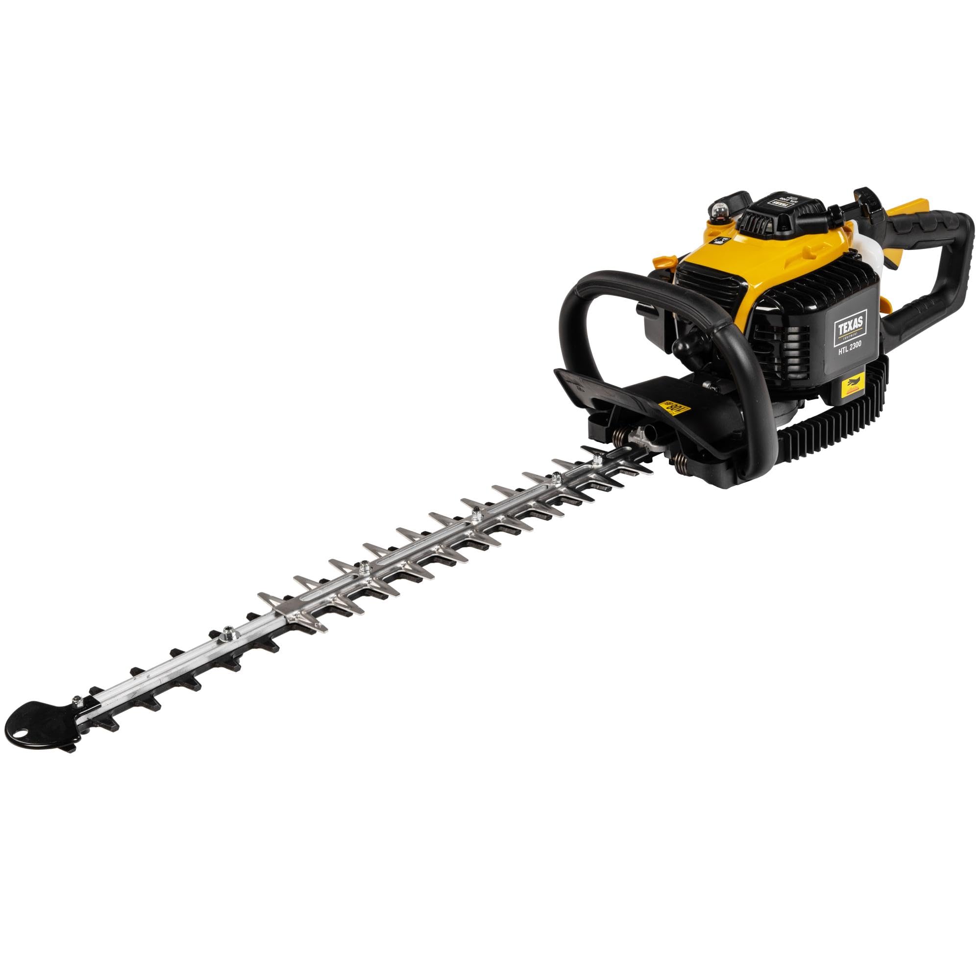 TEXAS Profi Heckenschere Benzin HTL2300 56cm Schnittlänge | 28mm Schnittstärke | 2-Takt | 23ccm Hubraum | 650W | Doppelklinge | Seilzugstarter | drehbarer Handgriff 180°