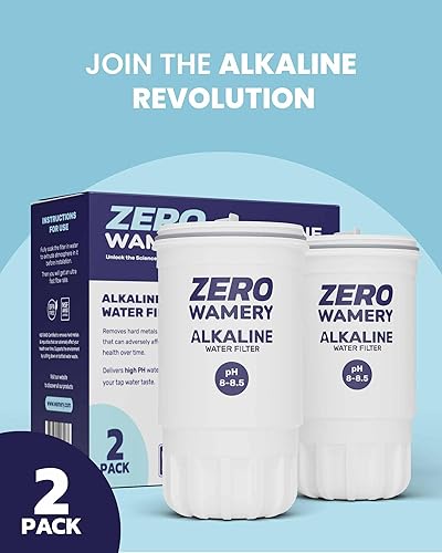 Miniatura 8 de Wamery Paquete de 2 filtros alcalinos para jarra de 5 etapas, repuesto para jarras y dispensadores modelo ZR‑017, mejora el pH y el sabor, carbón