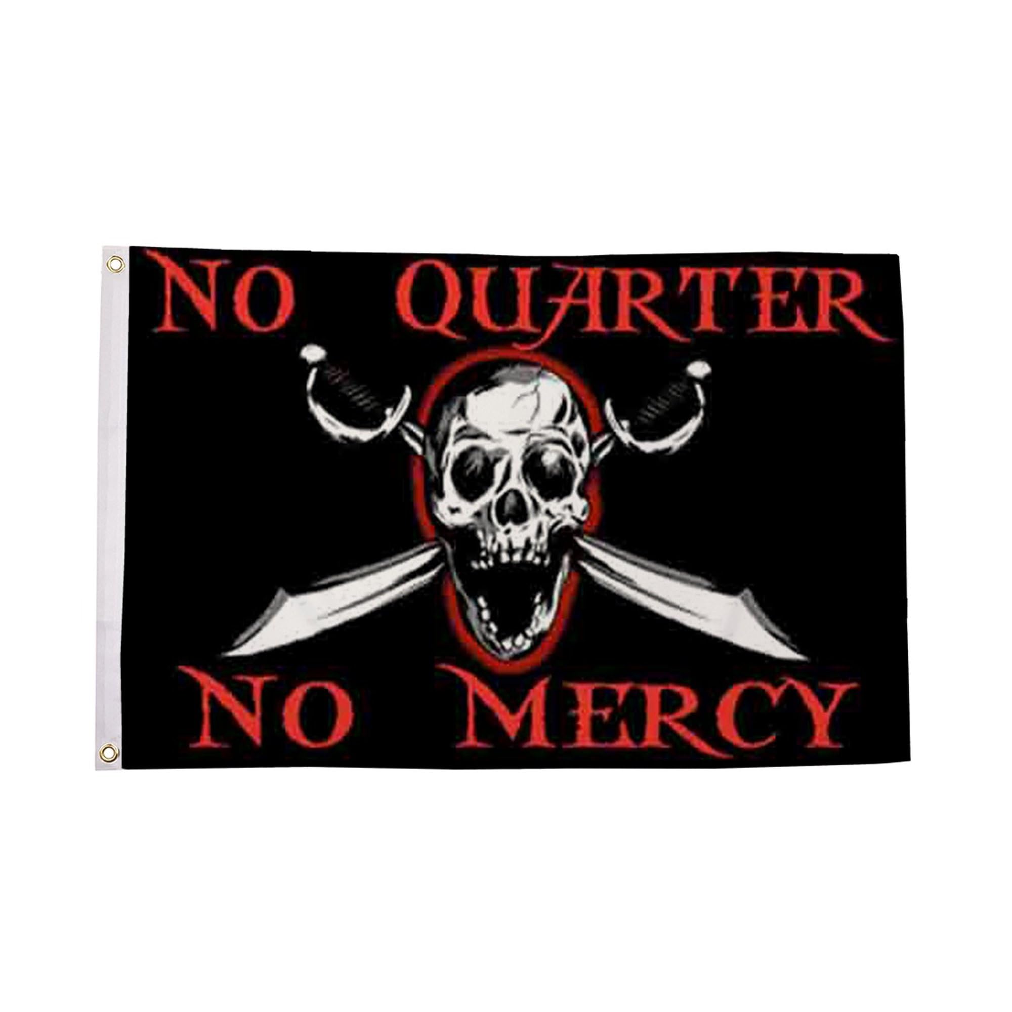 Flagtex Pirate Flags No Quarter No Mercy 5ft x 3ft (150cm x 90cm) - Pirate Banner Warning Message, Jolly Roger Flag for Garden Display, Outdoor Pirate Decorations โ image 1