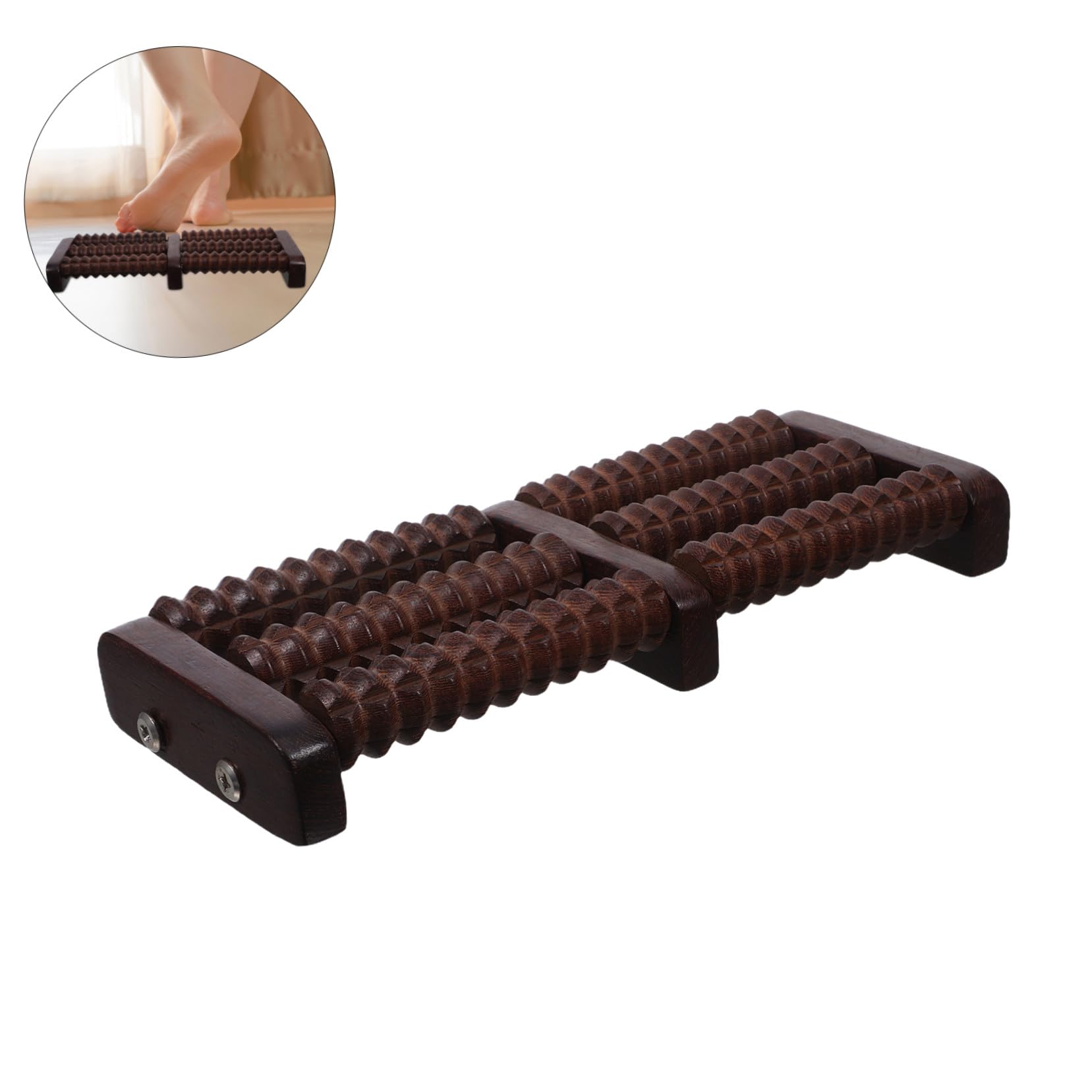 POPETPOP Rodillo Masajeador de Pies Madera Natural Masajeador Acupresión Portátil para Relajación Muscular Alivio Tensión Uso para Hombres Mujeres y Mayores