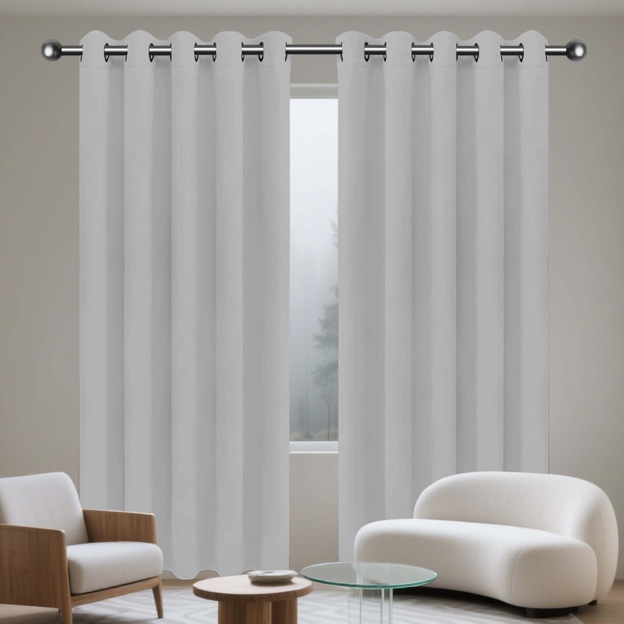 Rideau Occultant - Lot de 1 Rideau 165 x 165 cm Thermique Isolant Anti Froid Salon, Phonique Design Moderne à Oeillets pour Maison Chambre, Gris Clair