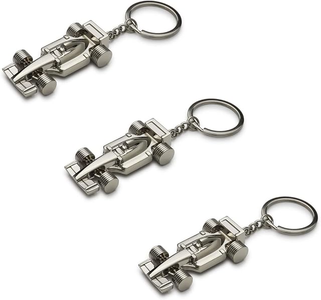 LEEQBCR 3 Pcs Silver Racing Car KeyringRacecar Model Keyring Sport F1 Keyring Key Chain Metal Car Keychain Key Ring Accessory,Key Ring Accessory Formula 1 Gifts for Boy or Men