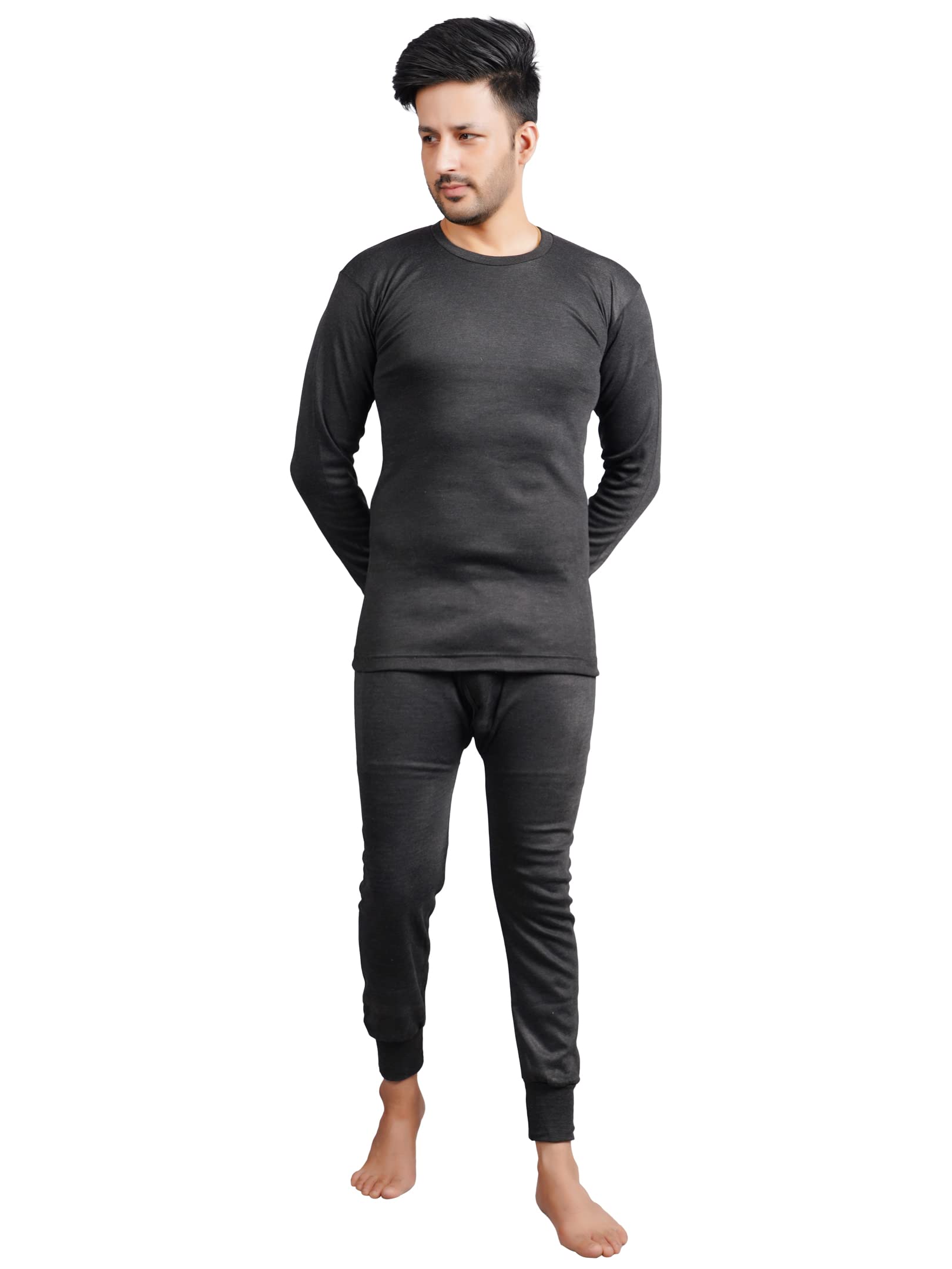 Men Winters Woolen Thermal Wear Upper Lower Inner Set, Round Neck Fleece Thermal Wear Set, Winter Body Warmer for Boy_Grey-image-27