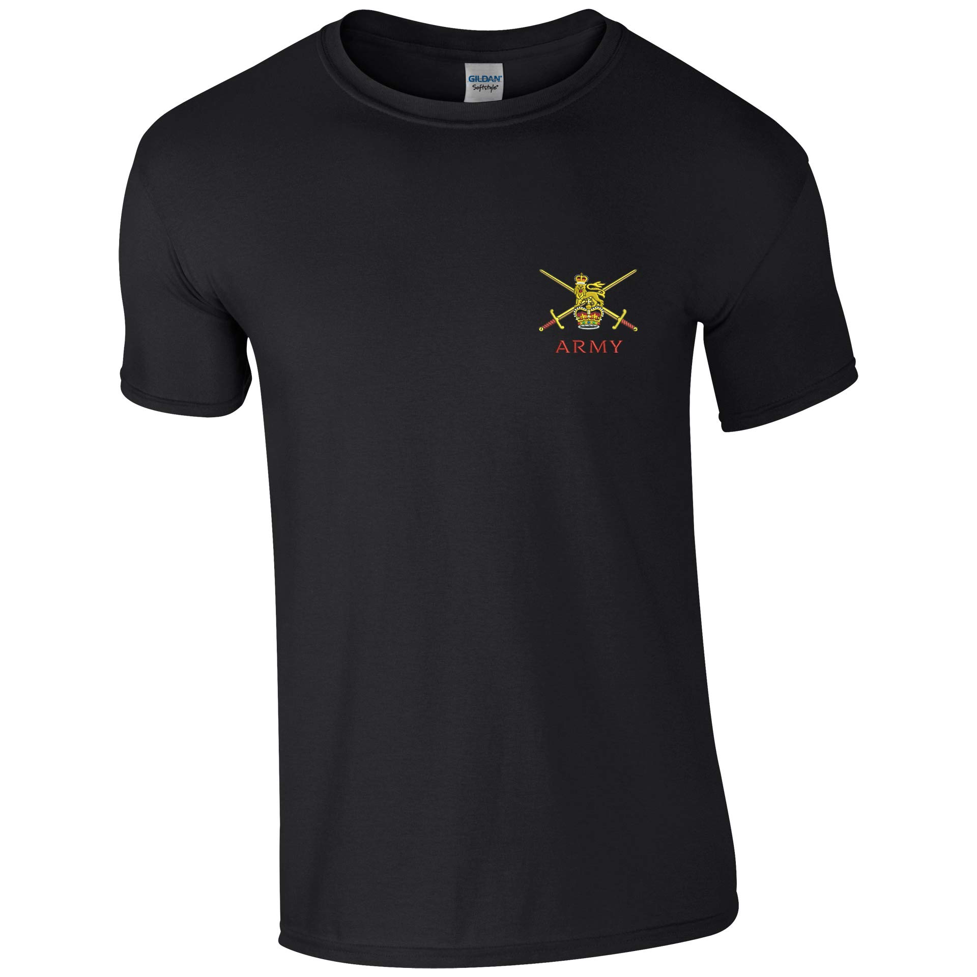 Embroidery British Army Insignia Mens T Shirt British Army Military Embroidery (XL, Black)