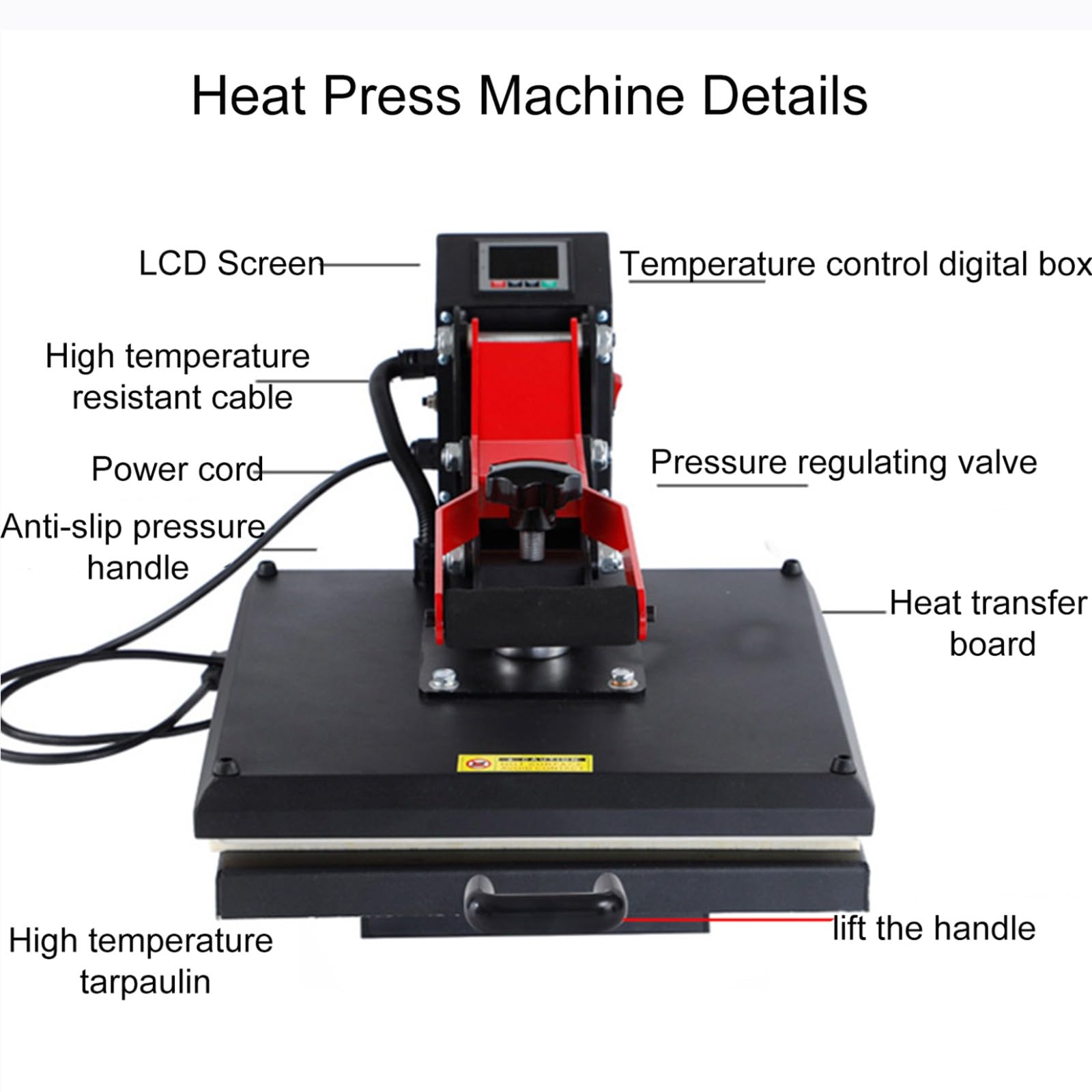 Pressa per Trasferimento di Calore per Magliette 38X38 cm 1800 W Pressa di Calore Sublimazione Controllo Digitale Preciso della Temperatura per Borse Tappetini per Indumenti A