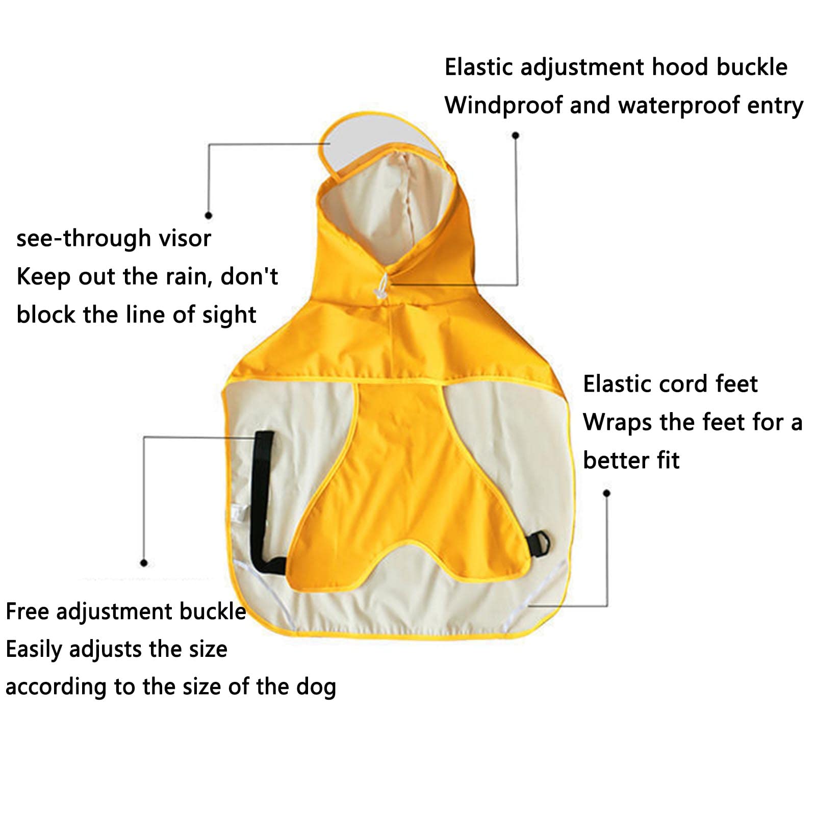Hund Regenmantel wasserdichte Hundemanteljacke, Hunderegenmäntel, wasserdicht mit Beinen, klein mit Kapuze, 4-beiniger Katzen-Regenumhang mit Krempe, Haustierumhang, Loch for Abschleppseil