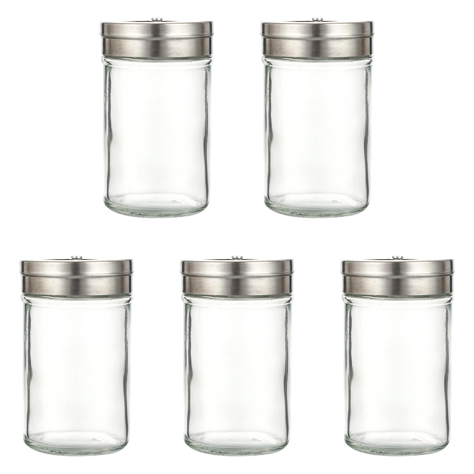 Kalttoy Glass Condiment Container with Customizable Dispenser Practical Metal Lid Shaker for Kitchen Seasoning Storage Condiment Jar Glass Container