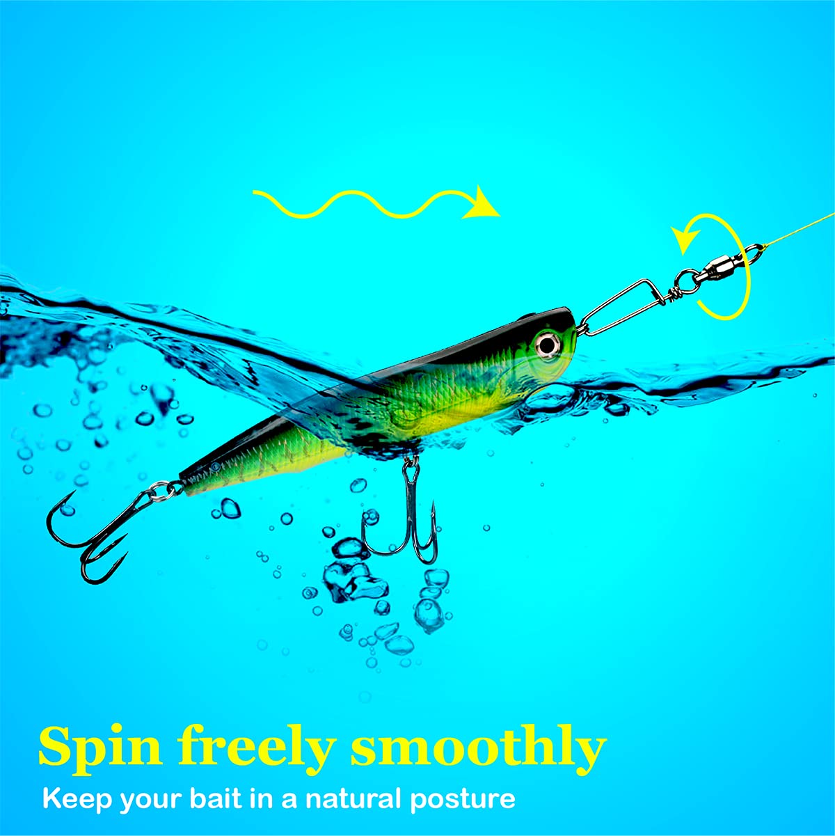 Fishing Gear, Fishing Swivels with Coastlock Snap, High Strength Stainless Steel Fast Change Lures for Fishing Line Leader Baits Hooks Weights (Size 6, Test 200 Pound)