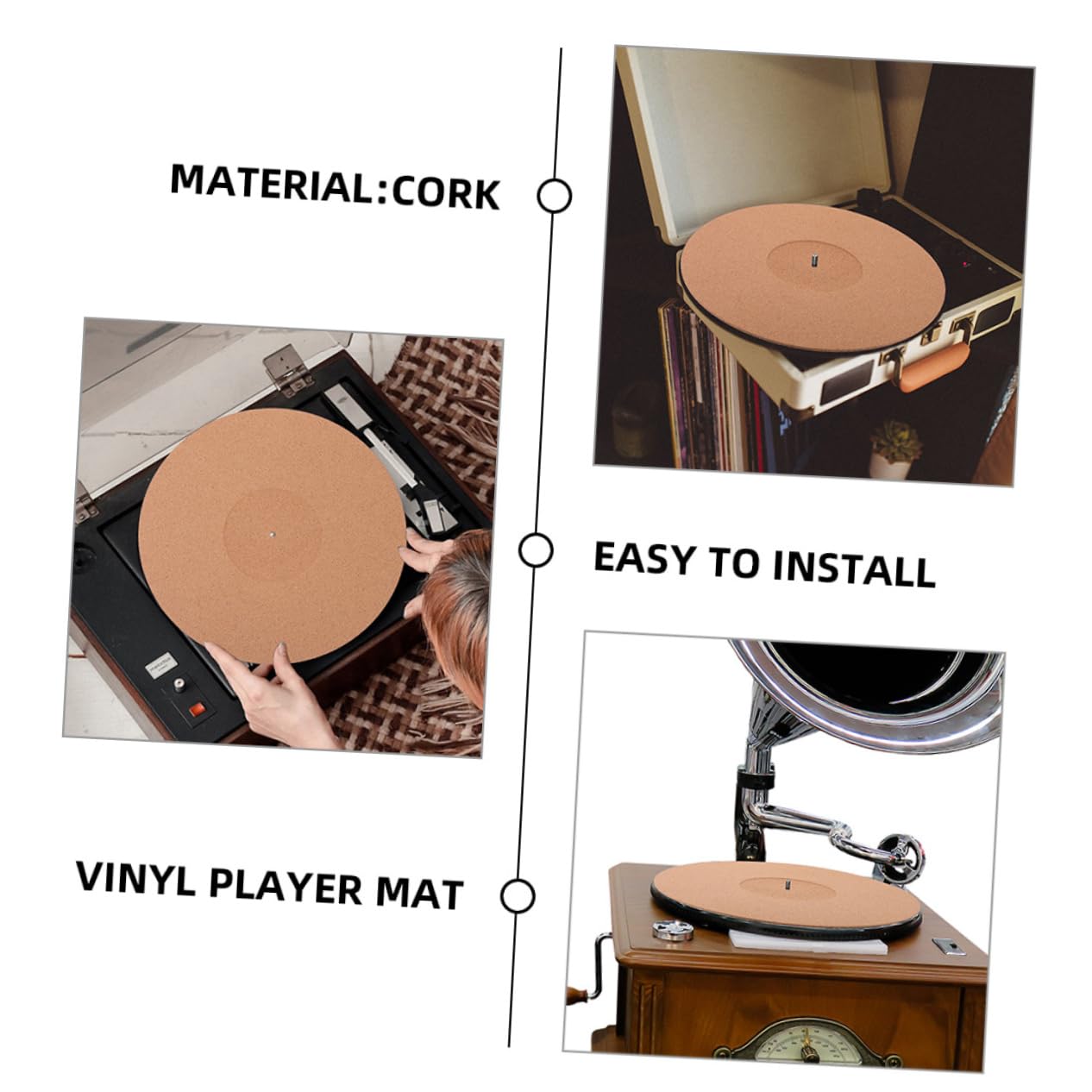 Toddmomy 2pcs Cork Record Mats for Turntable Anti-static Vinyl Record Pad Vibration Reduction Comfortable Material Easy Install
