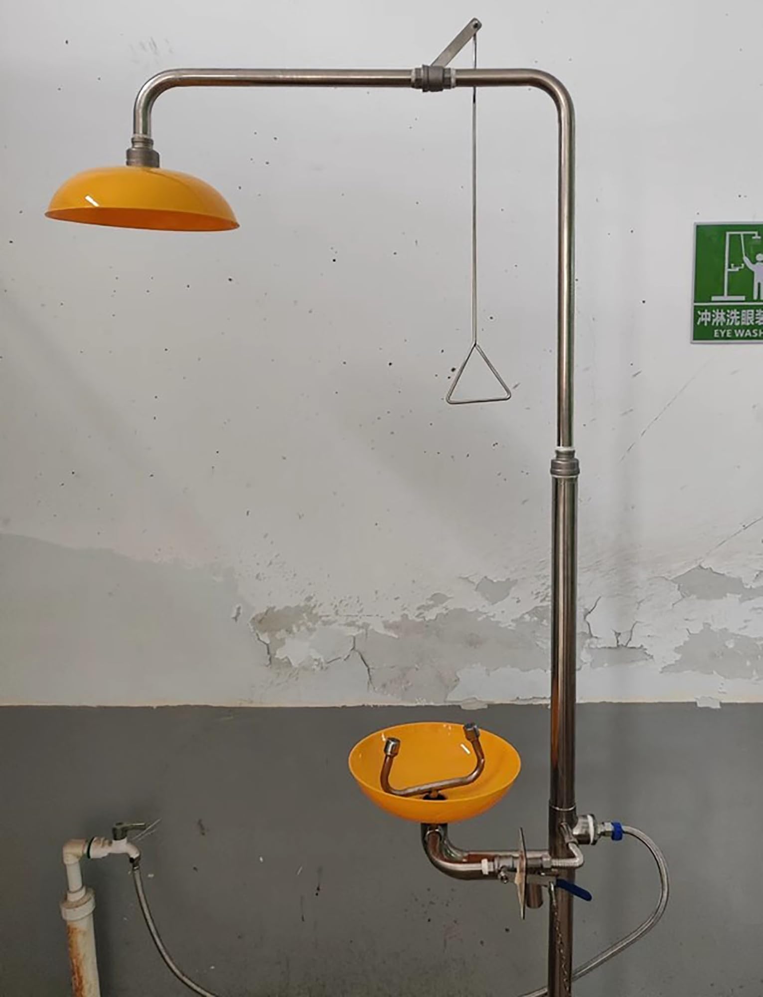 Estación lavaojos de emergencia de acero inoxidable con ducha combinada, ducha de seguridad, for uso en plantas químicas y laboratorios.(Color 3,Pedal model)