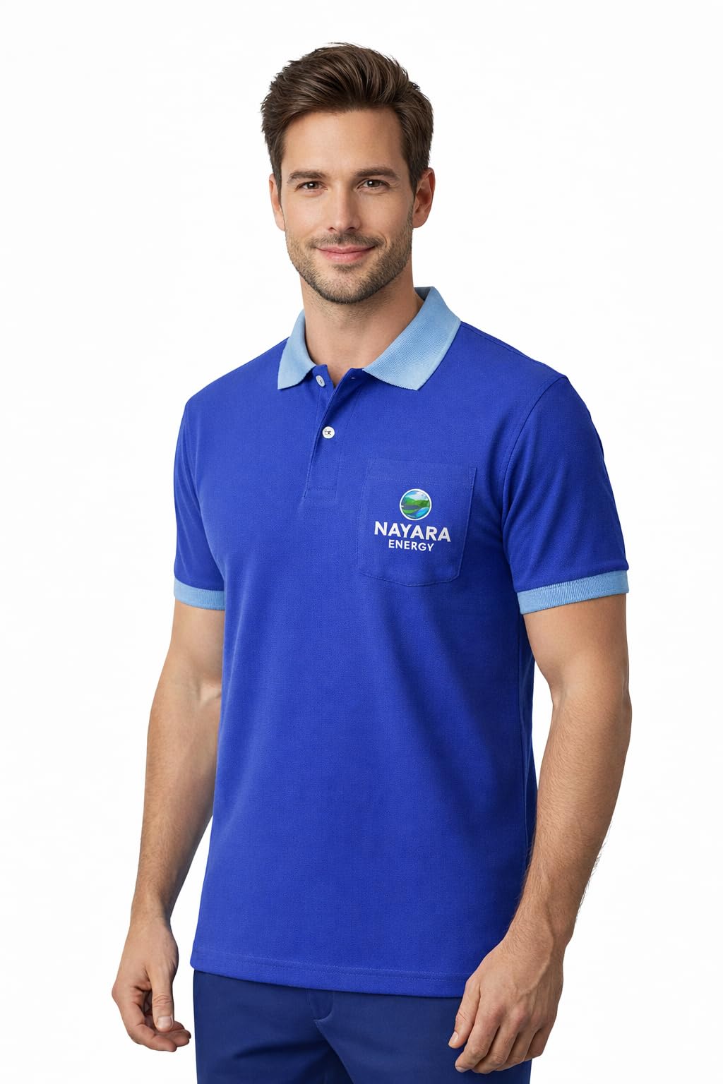Nayara Energy Royal Blue Petrol Pump Staff Polo T Shirt | Fuel Station Worker Uniform Collar T-Shirt for Men-picture-15