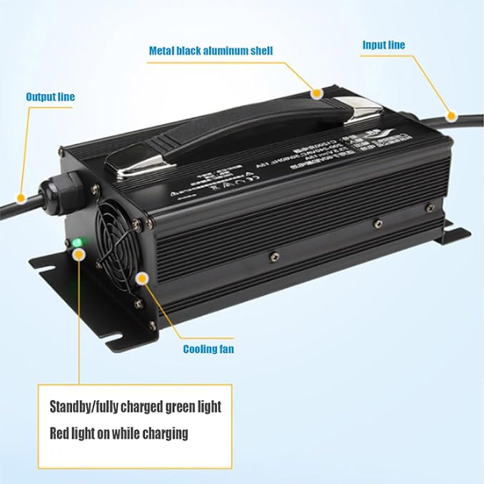 Caricabatterie per Carrello Elevatore 12V/24V/36V/48V/60V/72V Caricatore per Batterie Piombo Acido per Transpallet Elettrico, Carrello Elevatore, Lavapavimenti
