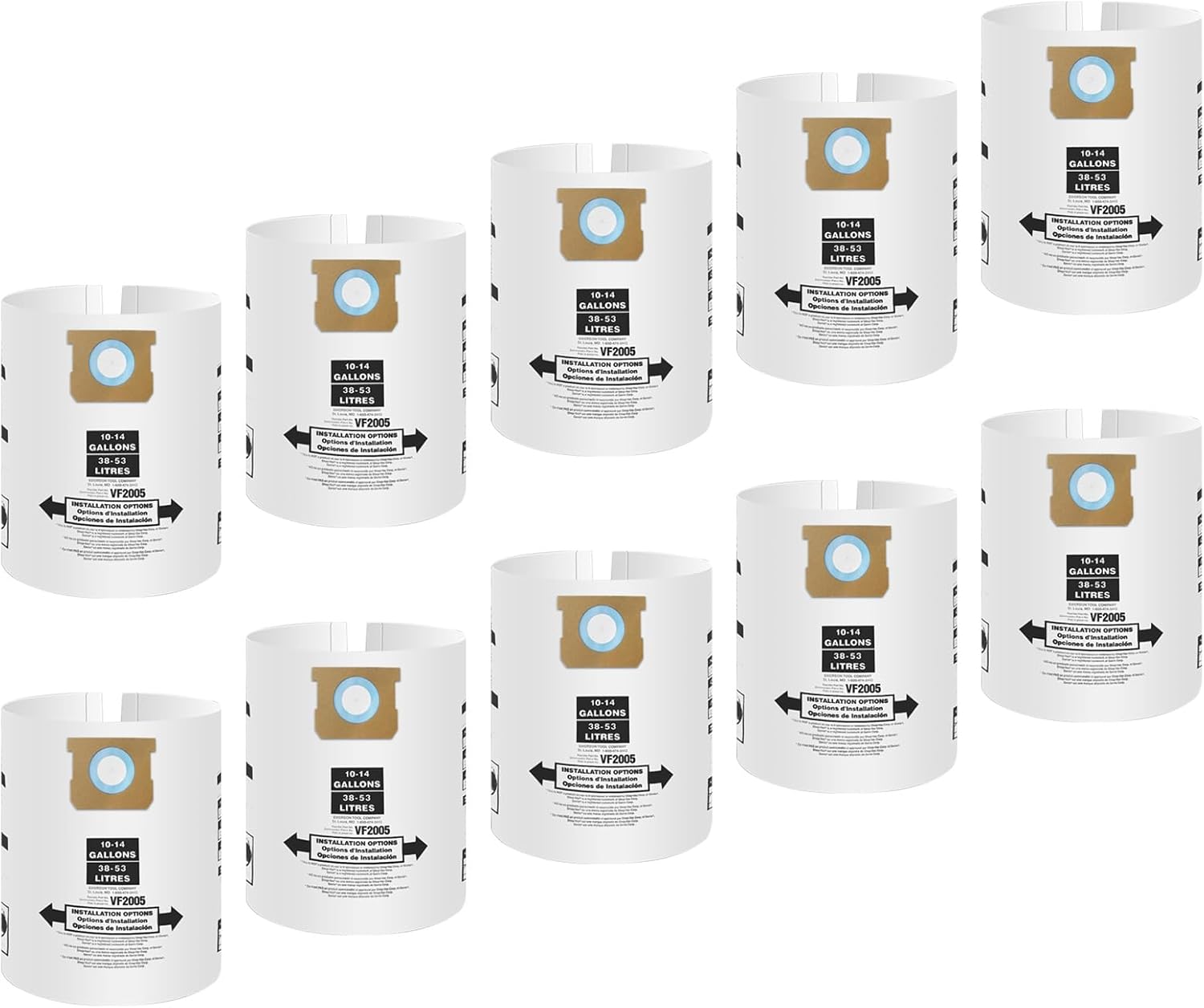 Fine Collection Vacuum Filter Bags Replacement 10-14 Gallon Paper For Various Dry Vacuum Systems Disposable Collection Filter