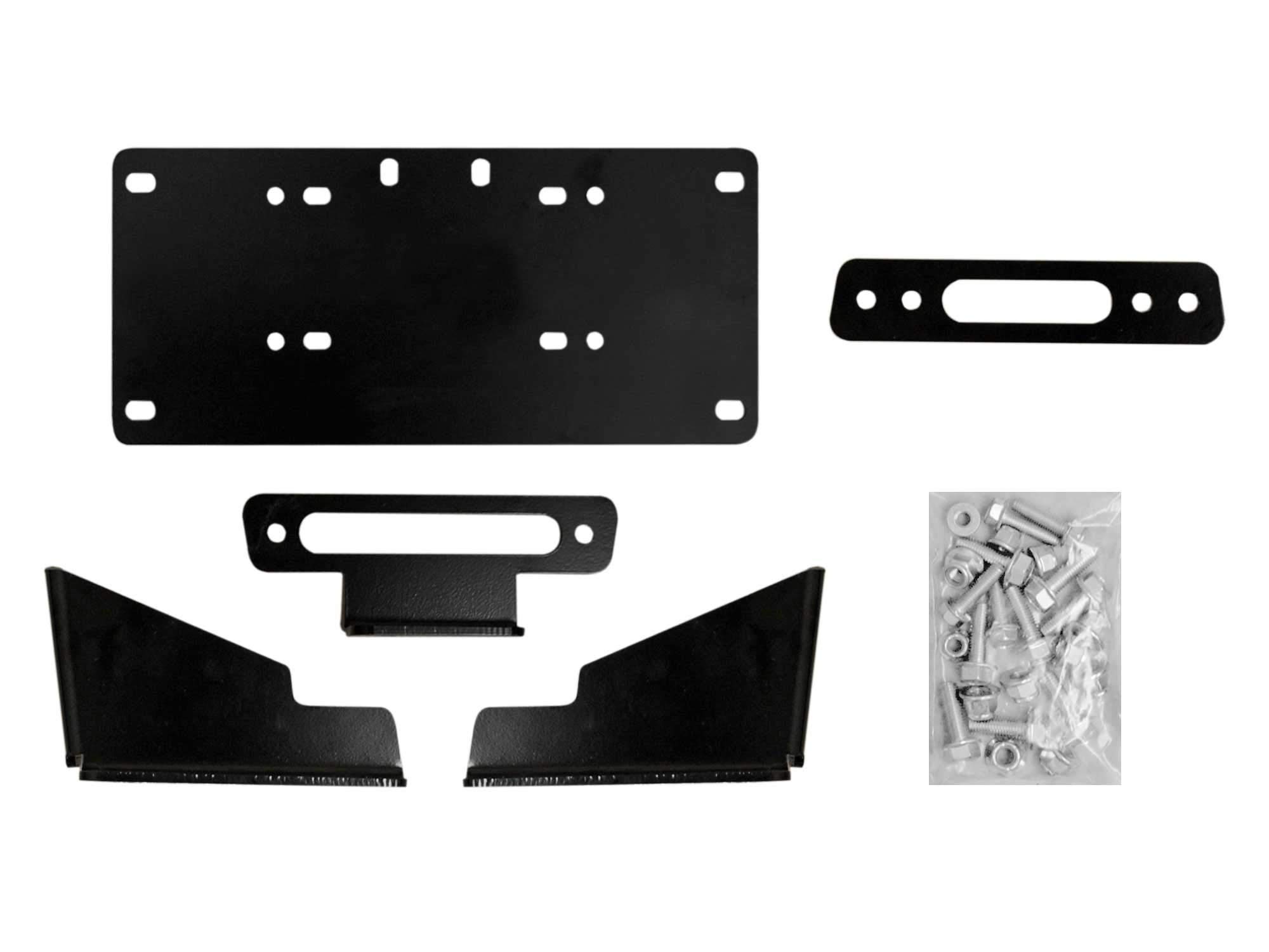 SuperATV Winch Mounting Plate for Kawasaki Mule Pro DX/DXT/FX/FXT/FXR/FXT Ranch Edition (See Fitment) | Compatible with Many OEM and Aftermarket Winches | CNC Brake Press Steel Construction